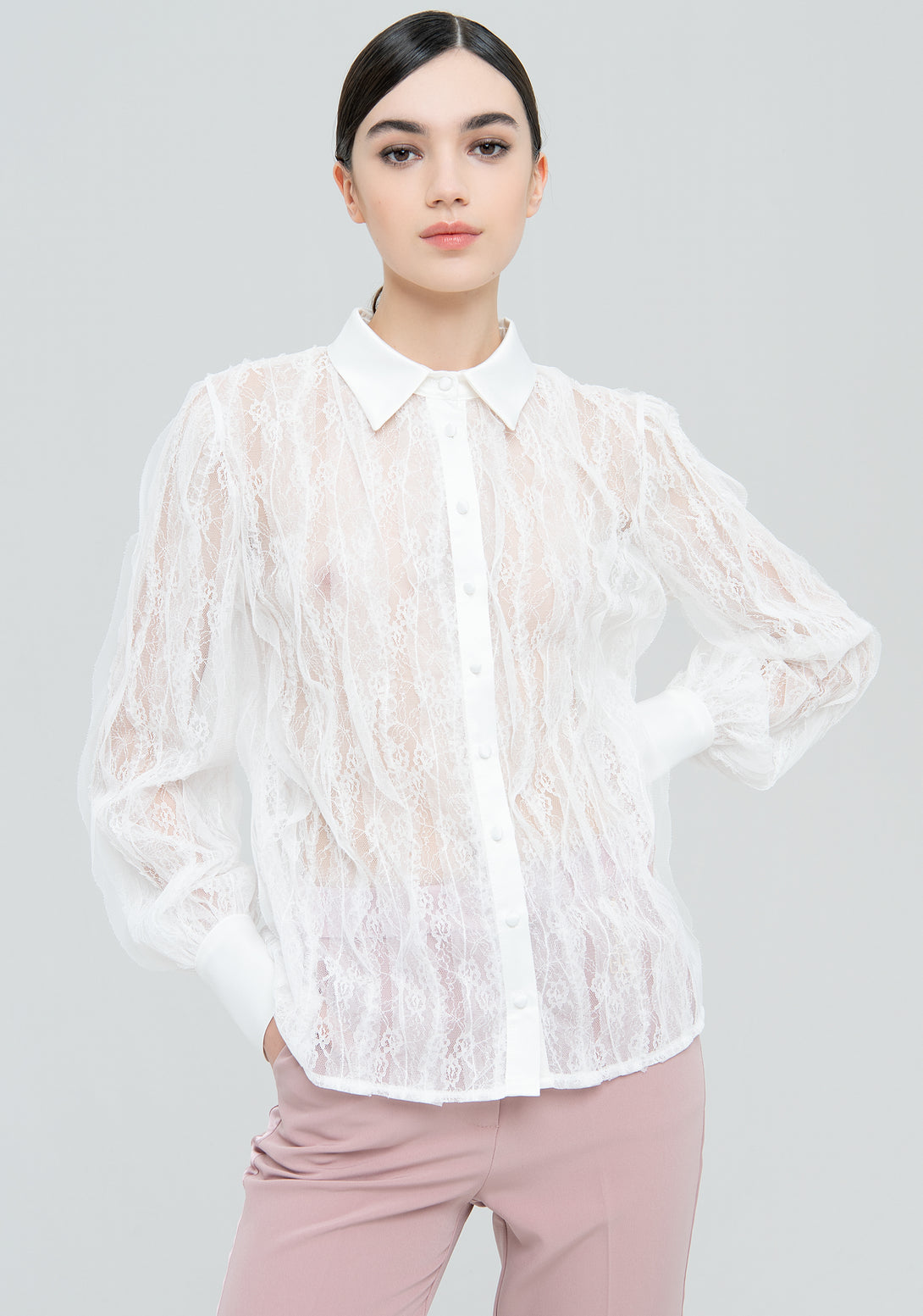 Shirt regular fit made in lace with frills Fracomina FQ22WT6005W508R5-278