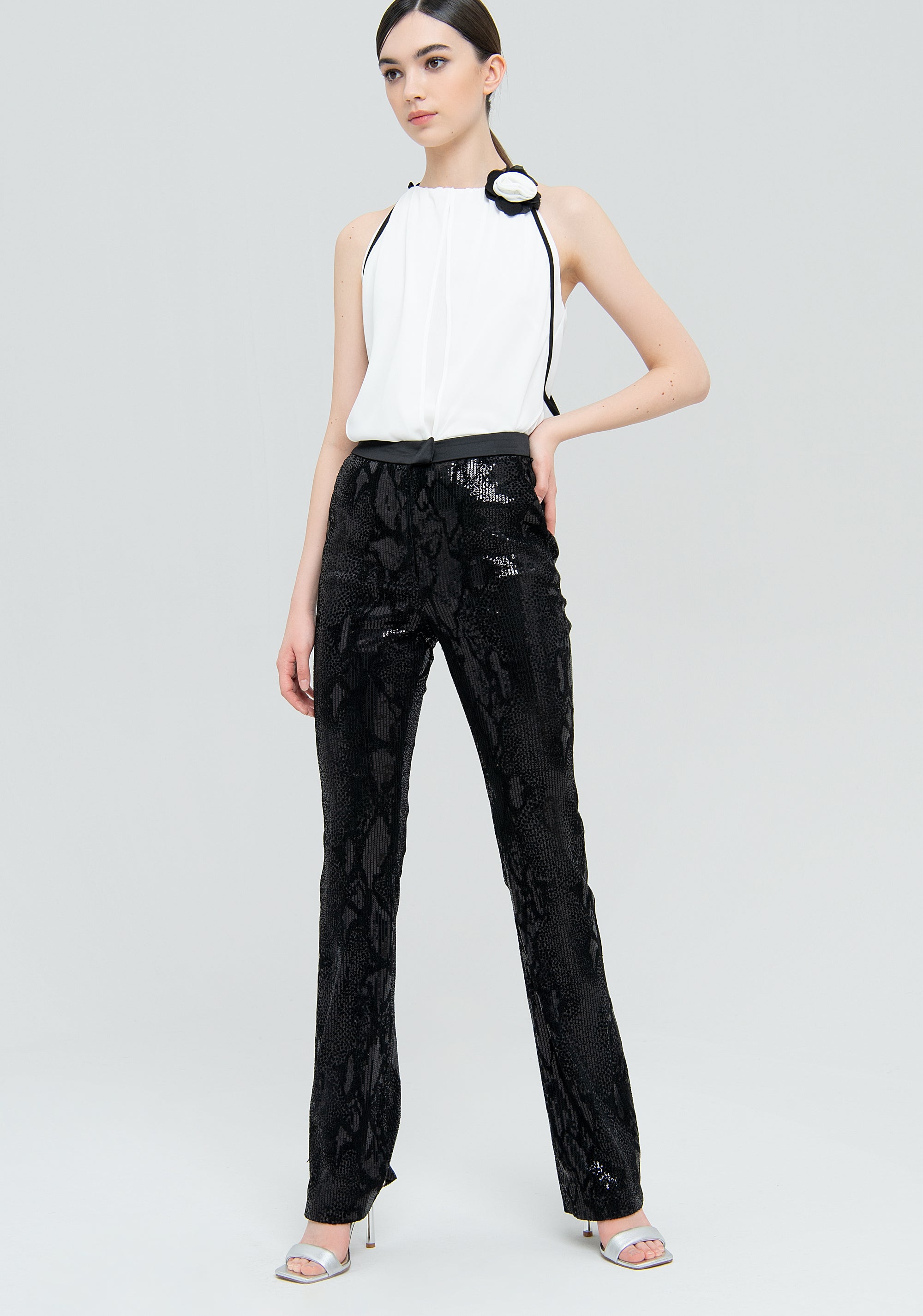 Pant bootcut with geometric pattern Fracomina FQ22WVA003W53601-053-3