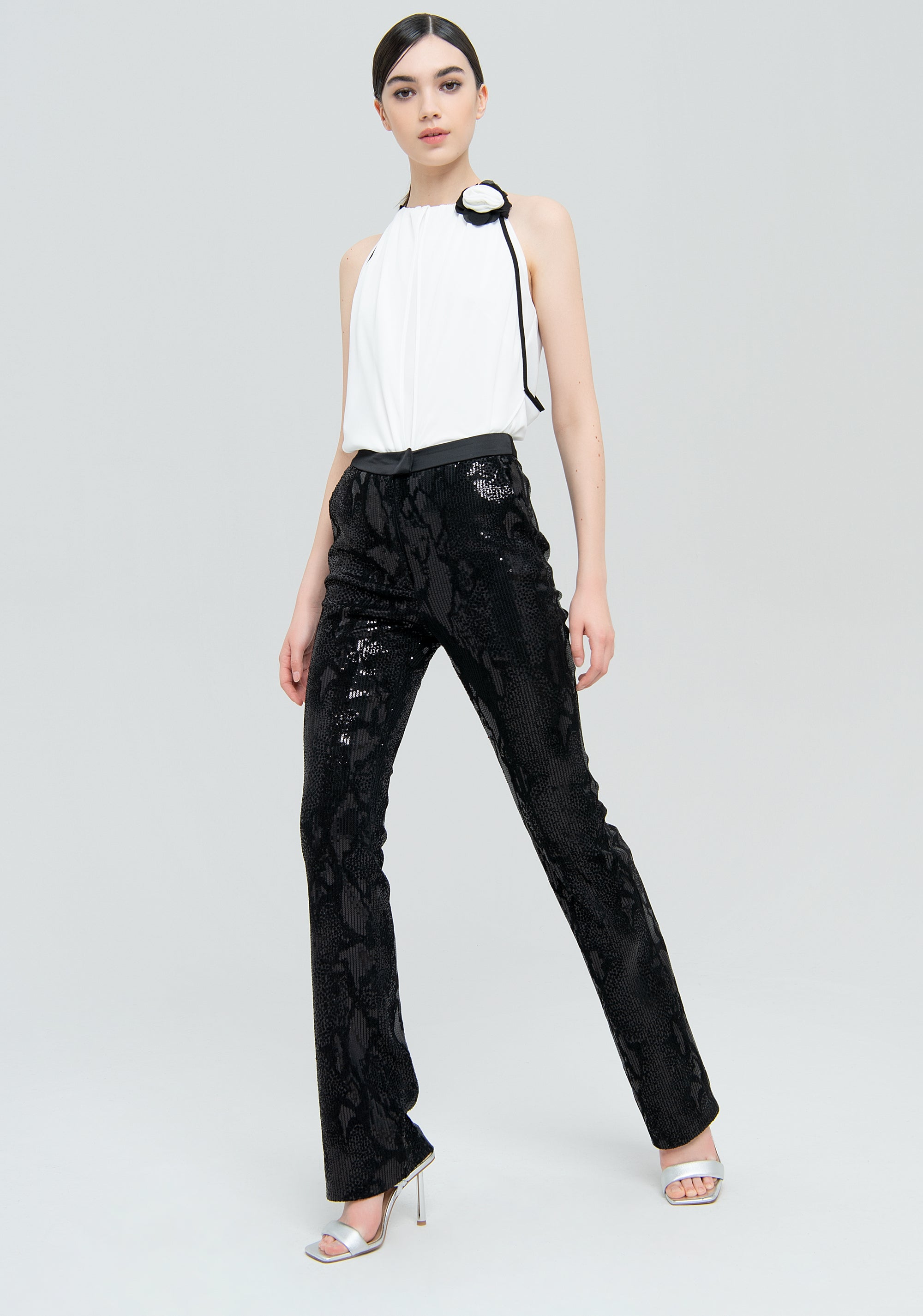 Pant bootcut with geometric pattern Fracomina FQ22WVA003W53601-053_1