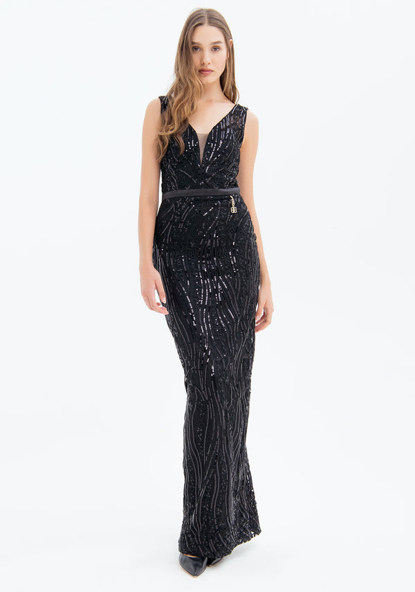 Long dress slim fit with sequins Fracomina FQ23SD3002W62401-053