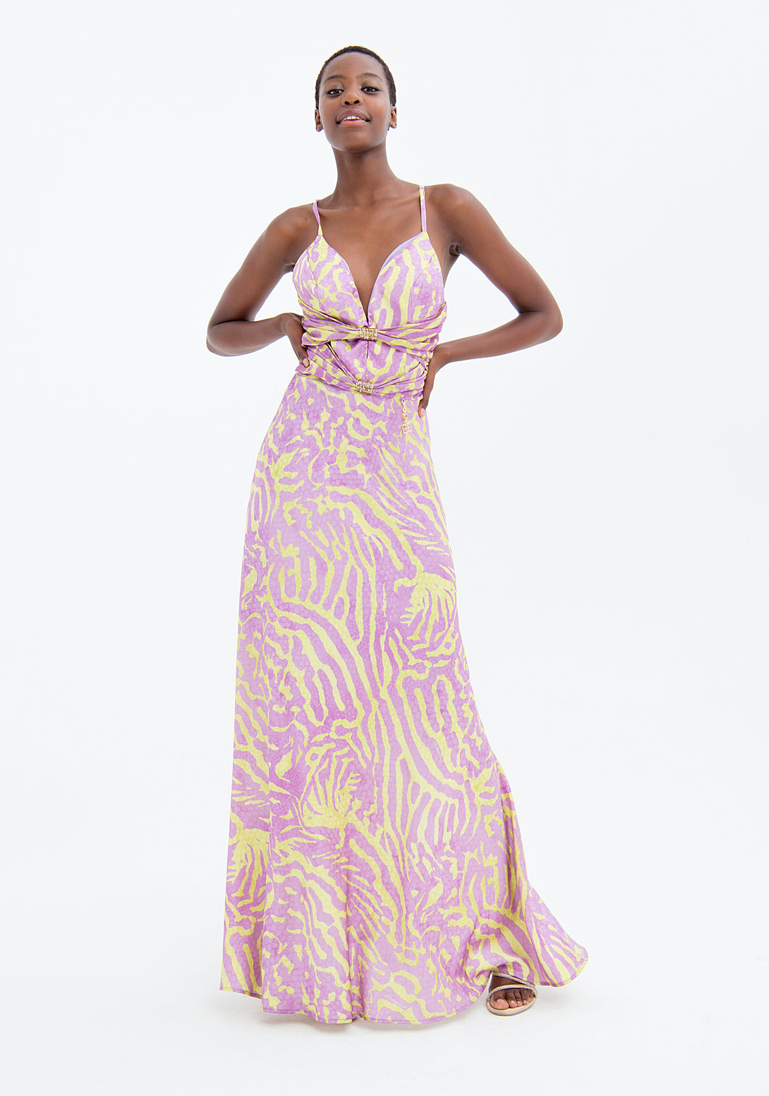 Long sleeveless dress with animalier pattern Fracomina FQ23SD3007W470N4-Q70-1