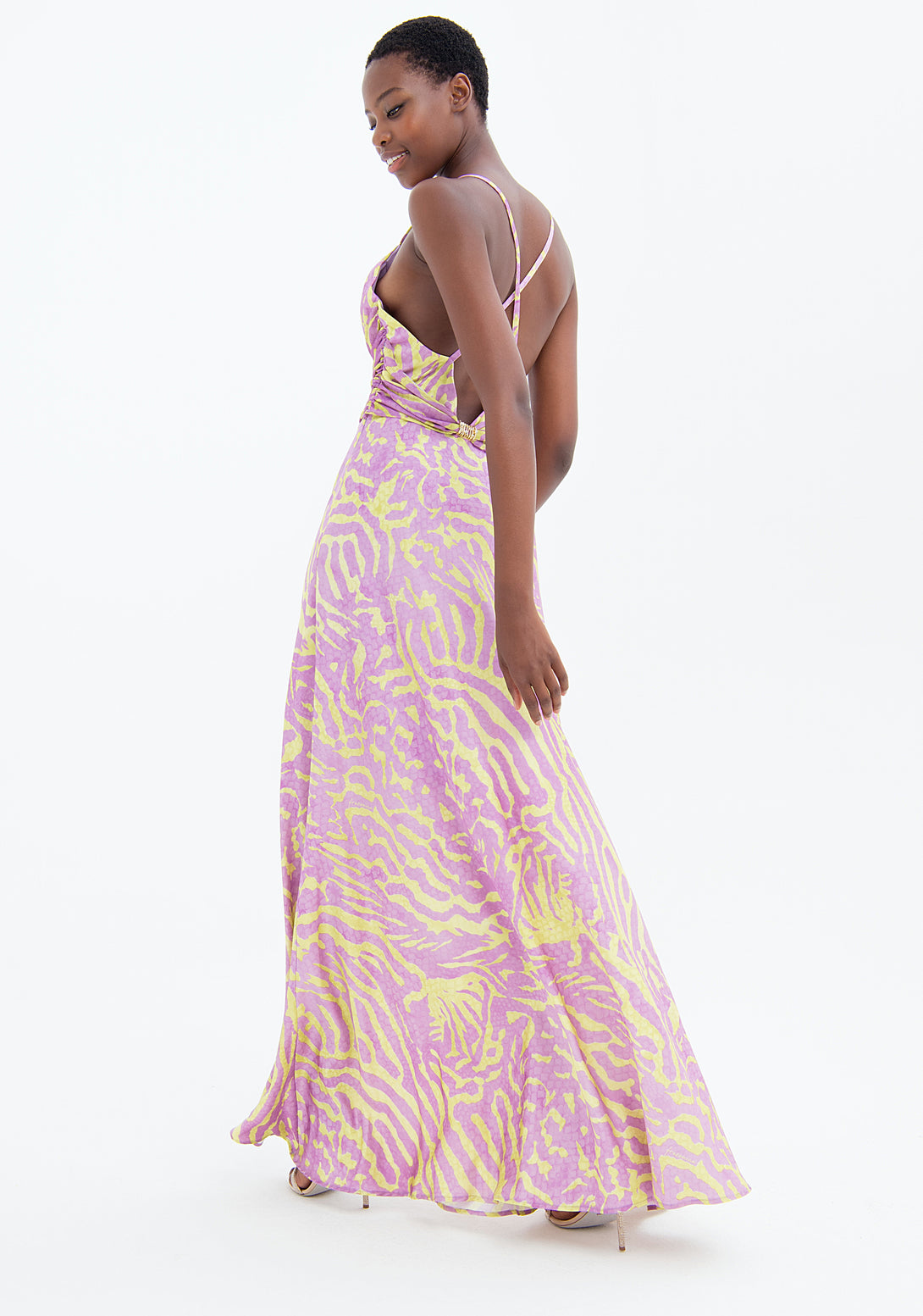 Long sleeveless dress with animalier pattern Fracomina FQ23SD3007W470N4-Q70-5