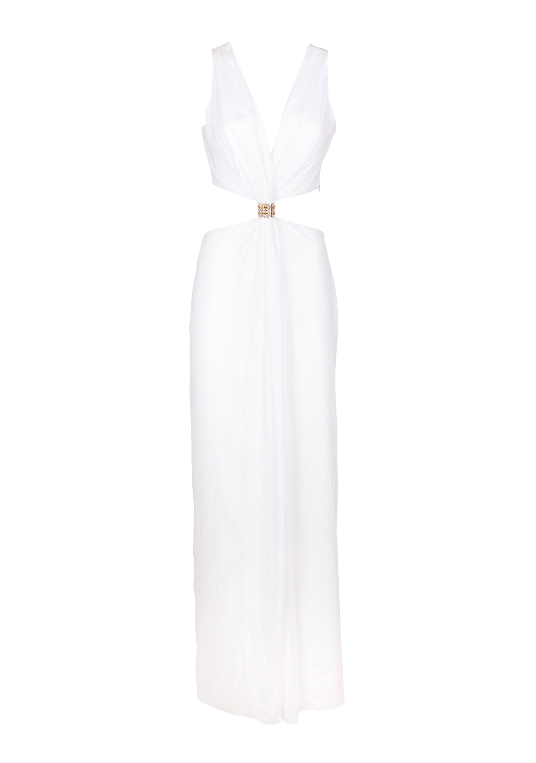 Sleeveless dress with opening at the waist