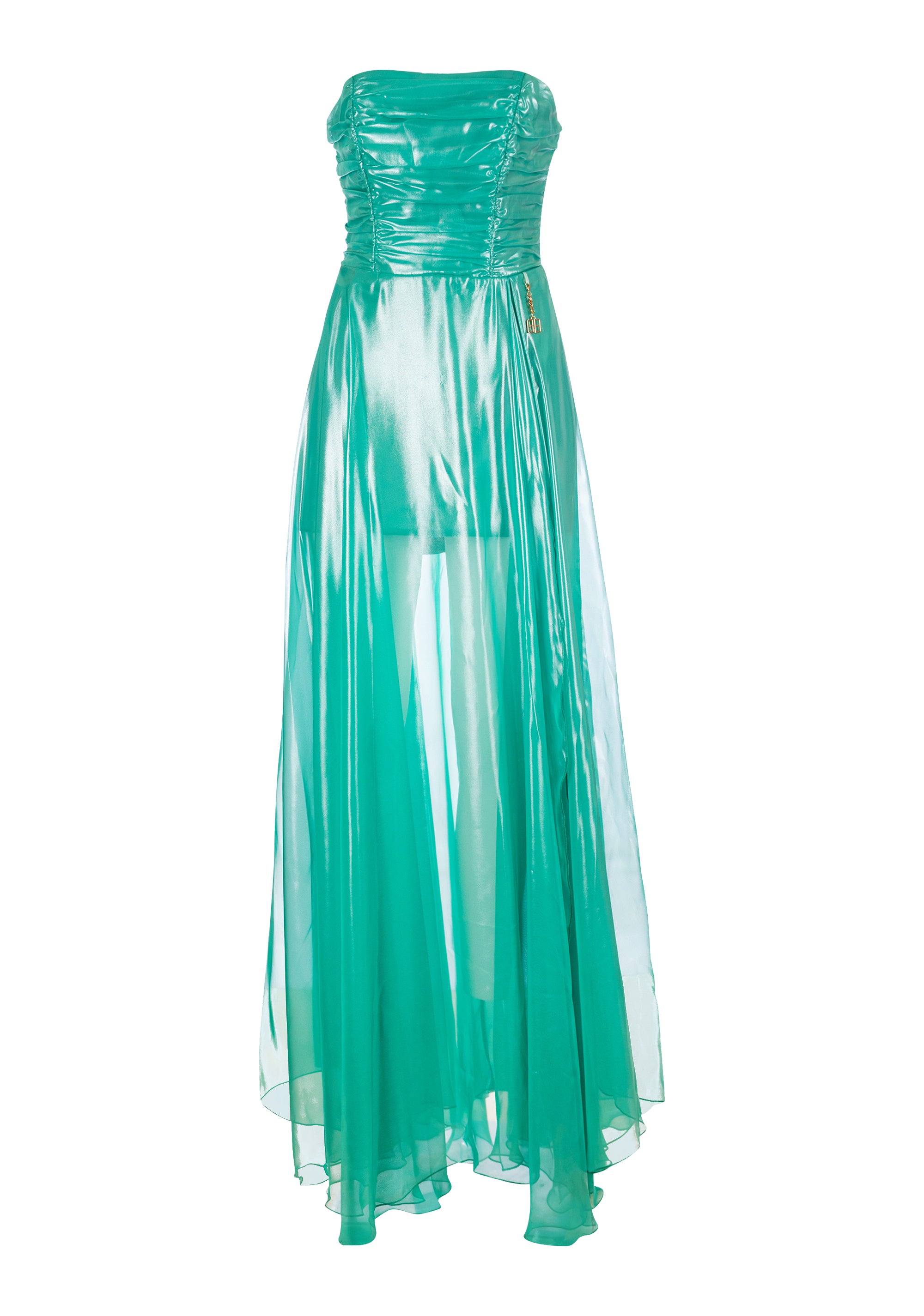 Sleeveless dress made in shiny fabric Fracomina FQ23SD3009W59501-Q80-1_757b7eca-1b05-43cf-9913-410bea4fdfd1