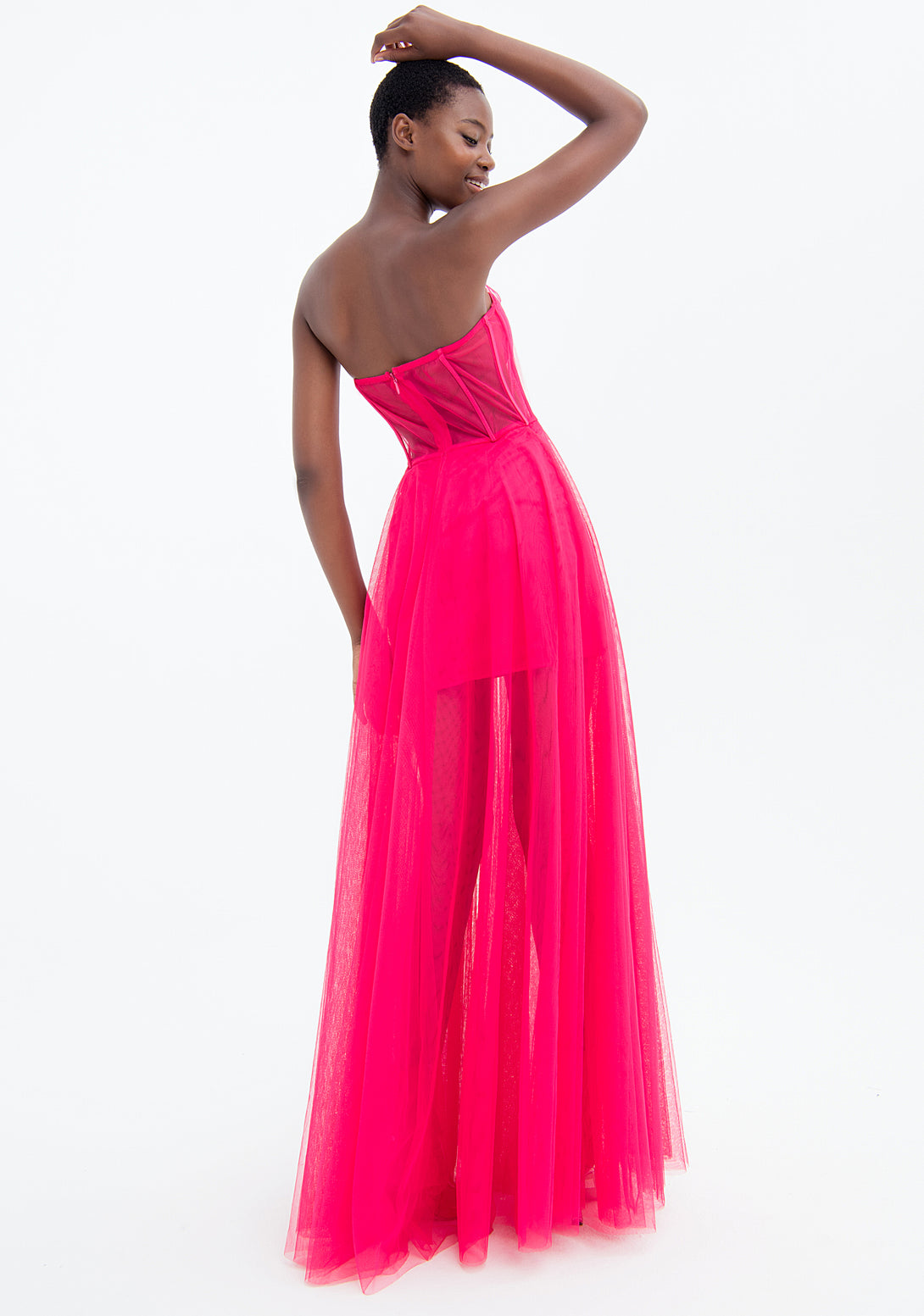 Long sleeveless dress made in tulle Fracomina FQ23SD3011W52901-148-5