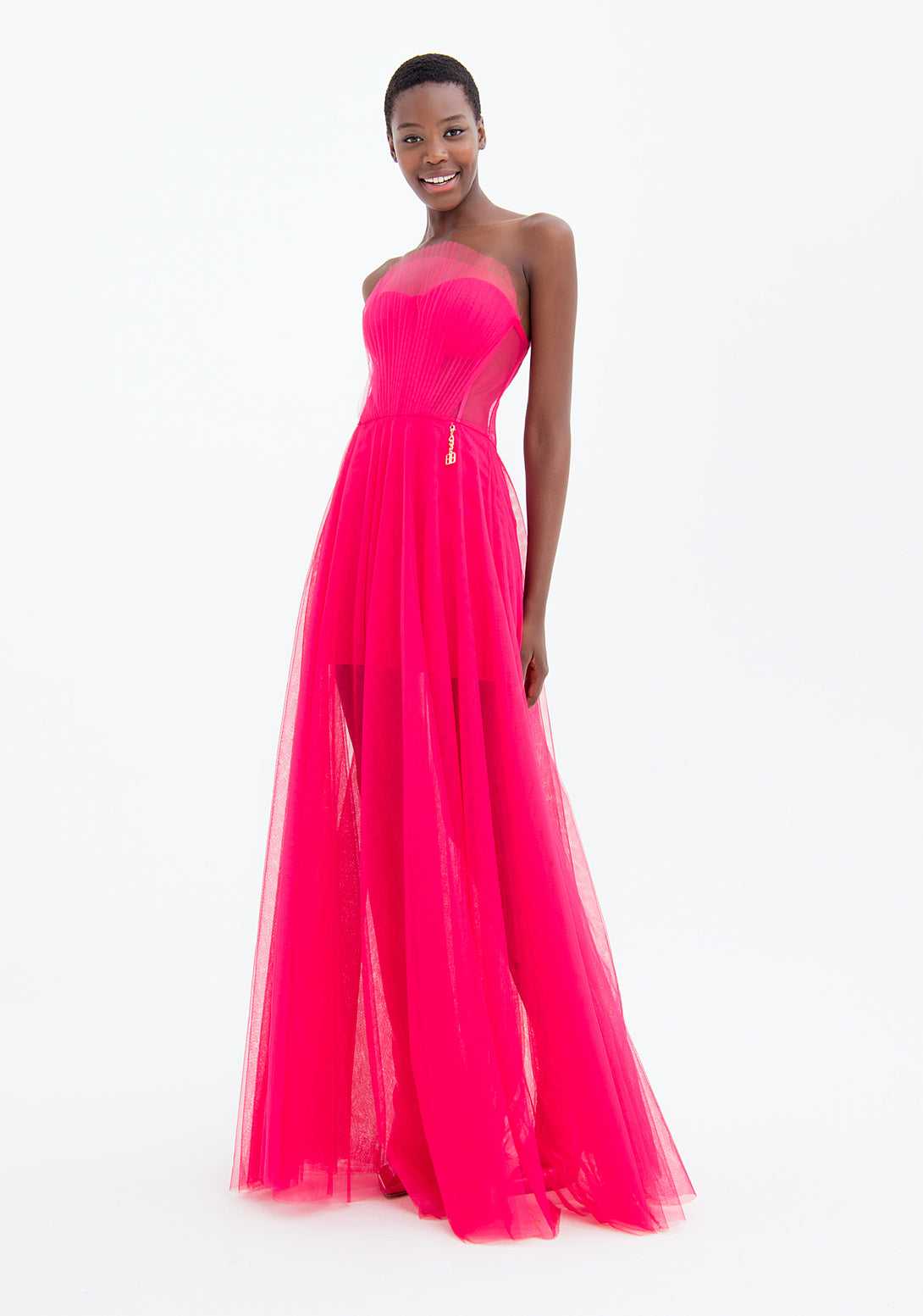 Long sleeveless dress made in tulle Fracomina FQ23SD3011W52901-148