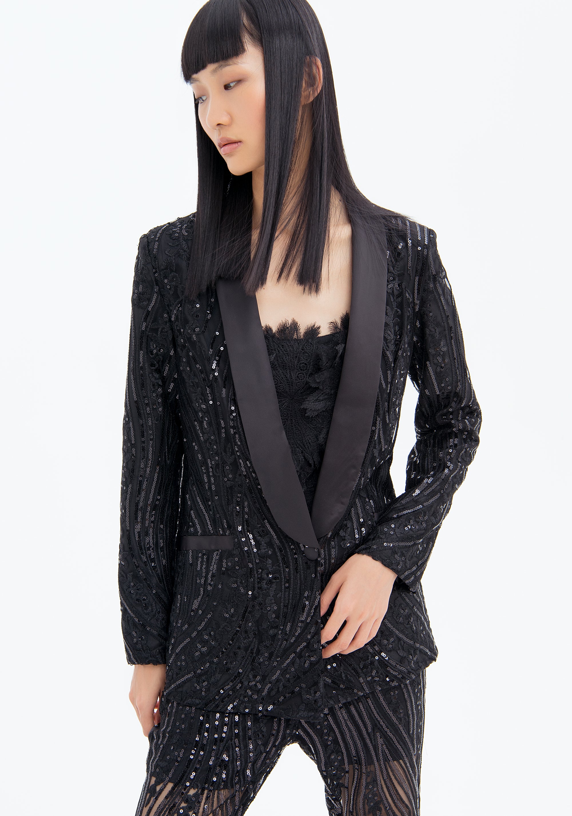 Blazer jacket regular fit single breasted with sequins Fracomina FQ23SJ2004W62401-053-2