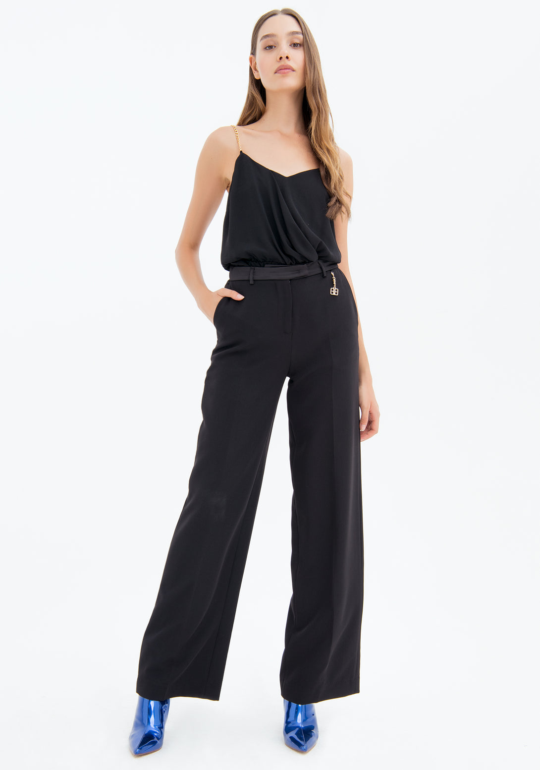 Palazzo pant flare made in technical fabric Fracomina FQ23SV3006W42901-053