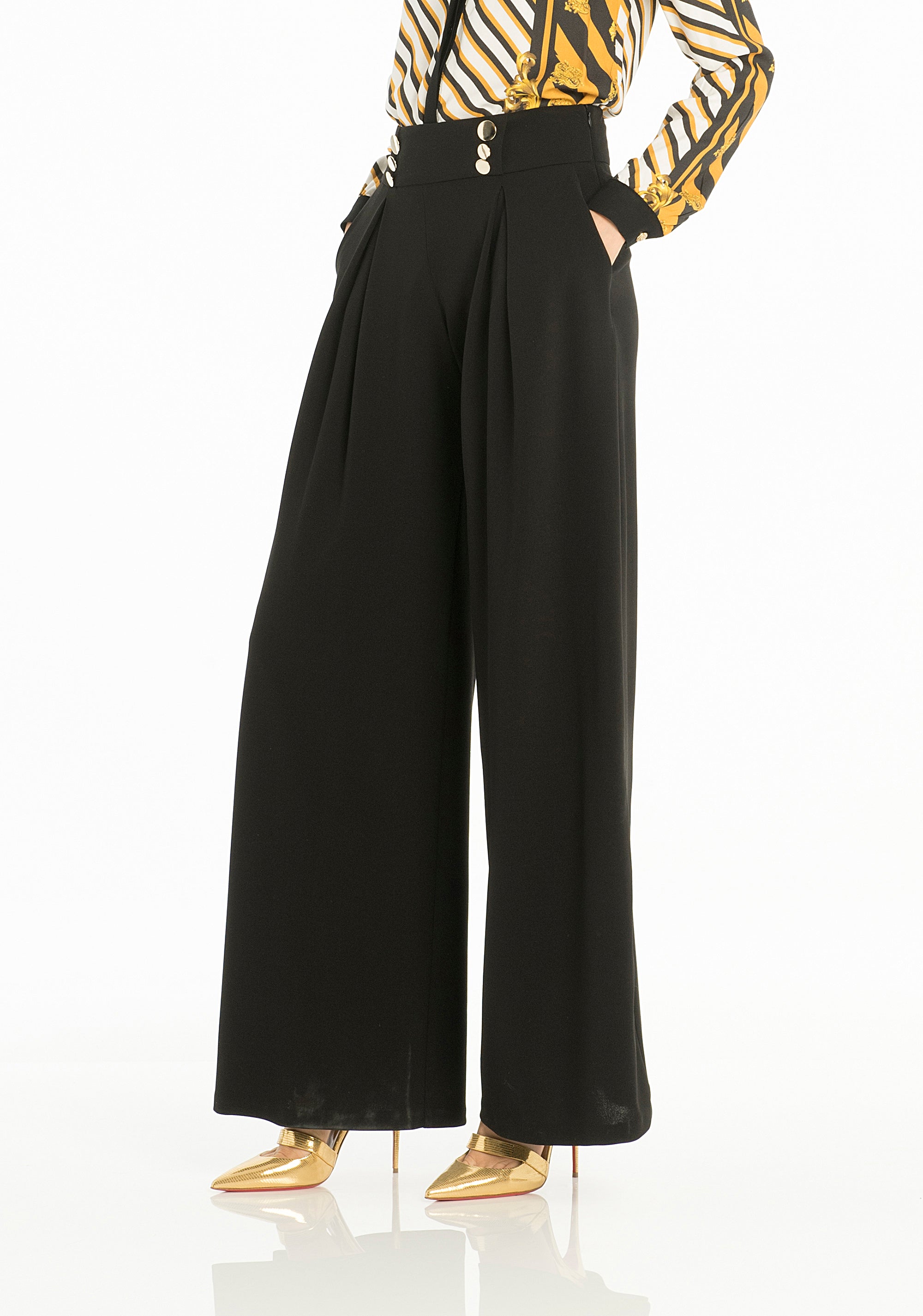 Palazzo pant wide fit made in technical fabric Fracomina FR18FM607________053_02