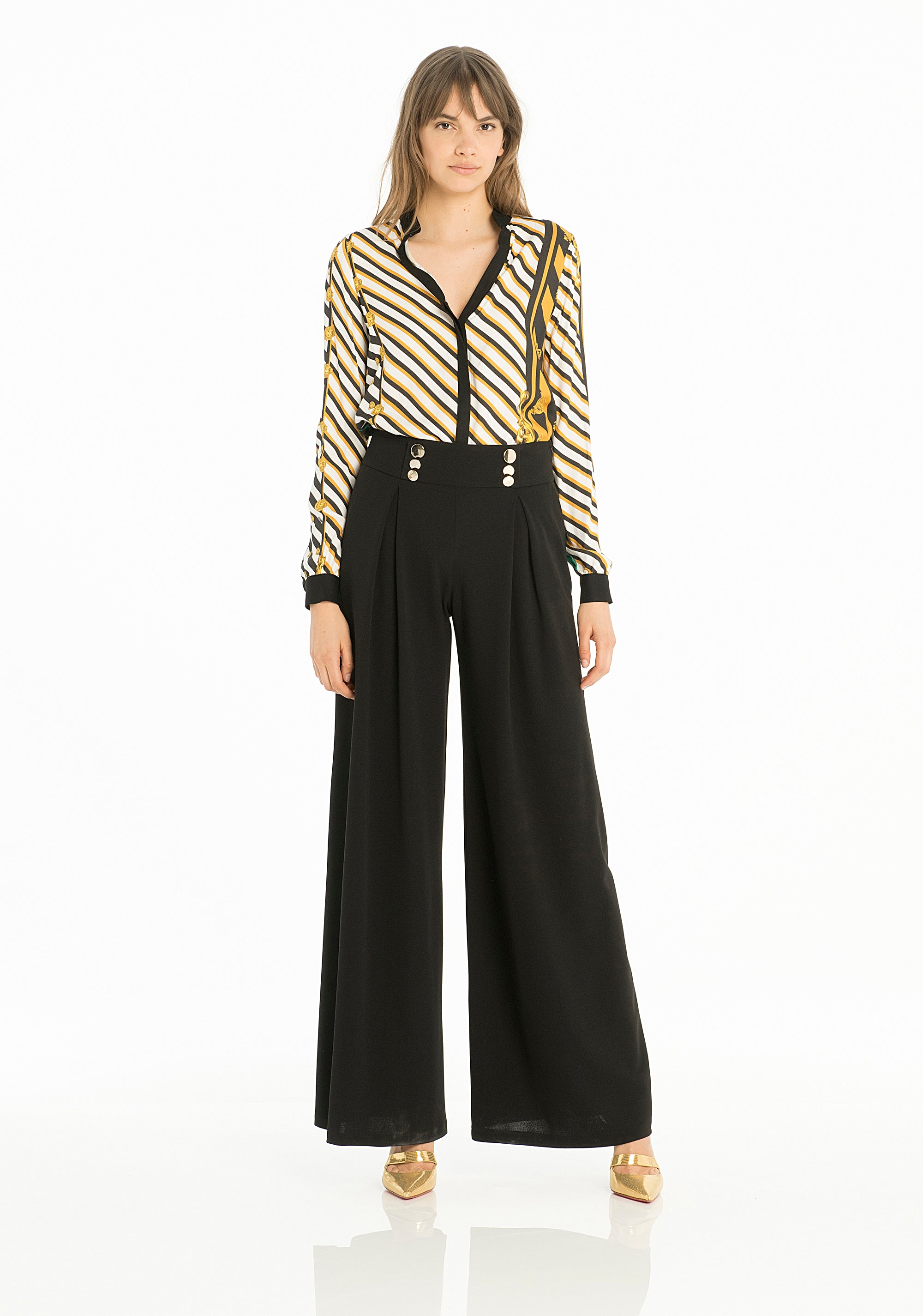 Palazzo pant wide fit made in technical fabric Fracomina FR18FM607________053_05