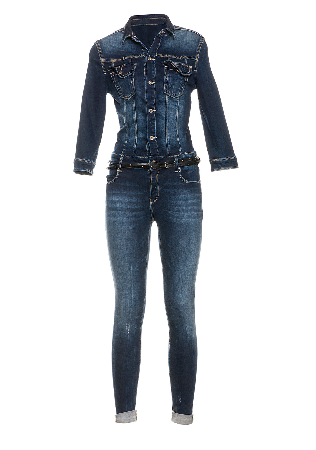 Overall slim fit made in stretch denim with dark wash Fracomina FR18FPJ100