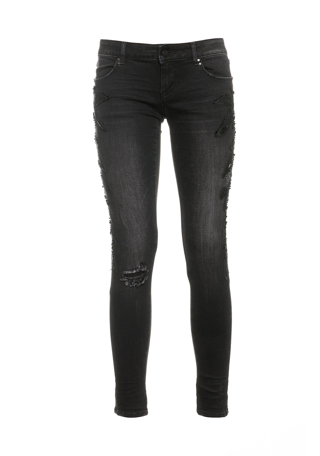 Jeans skinny fit made in black denim with dark wash Fracomina FR18FPJBEYONCE7