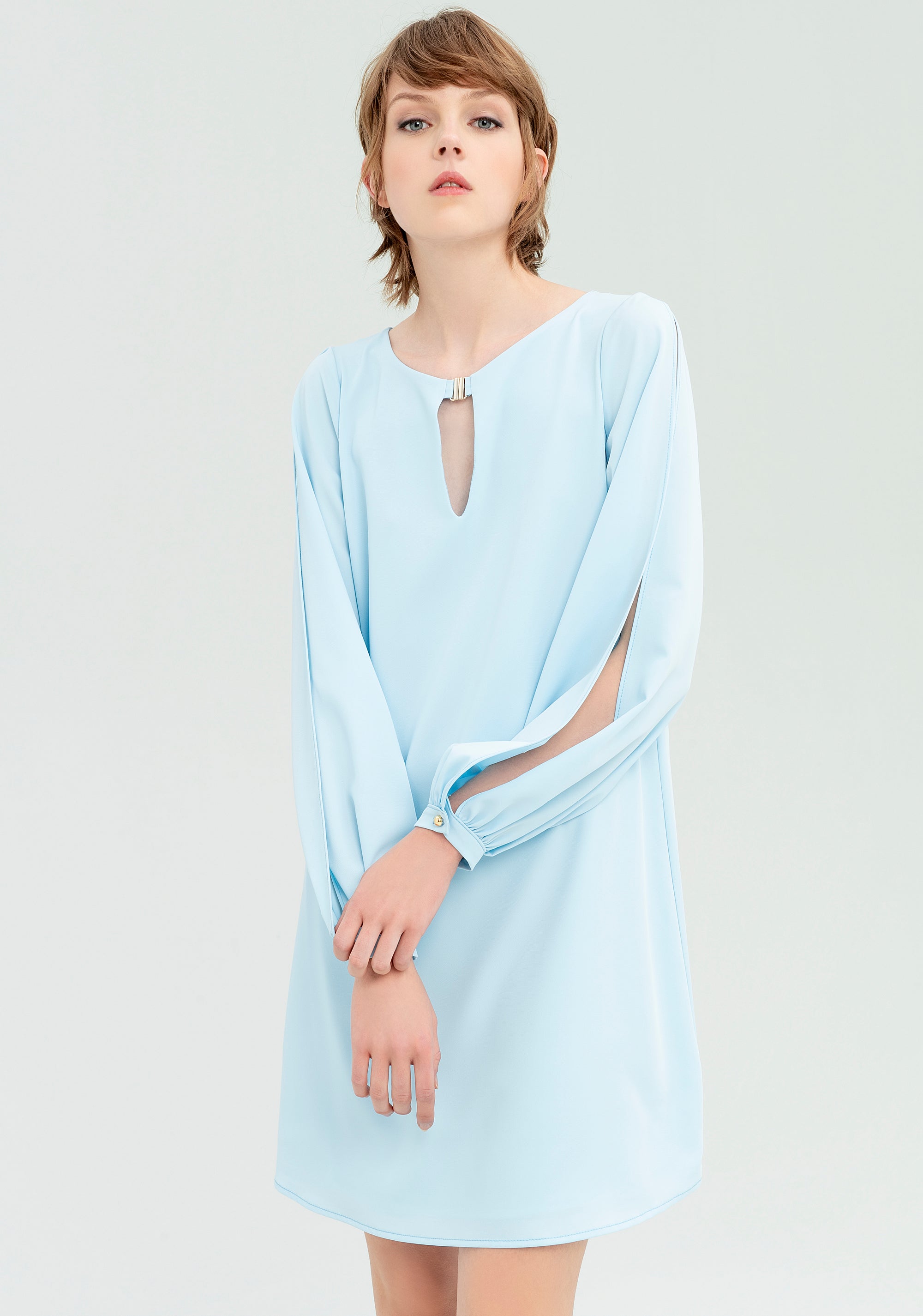 Dress with open sleeves-FRACOMINA – Fracomina Shop Online | World Wide