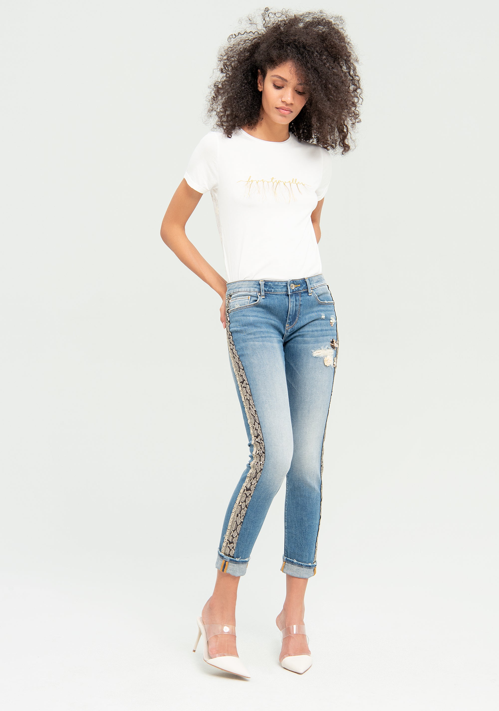 Jeans with python stripes Fracomina FR20SPJTINA9_01