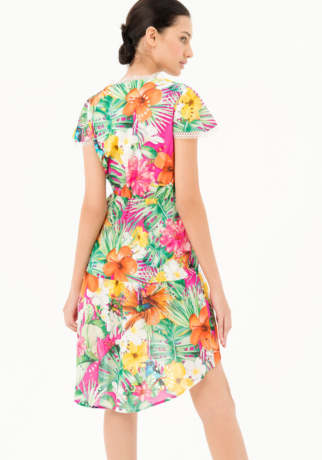 Mini dress regular fit with tropical pattern