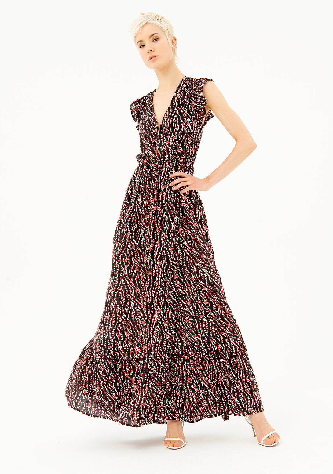 Dress regular fit, long, with animalier pattern Fracomina FR21SD3024W414N4