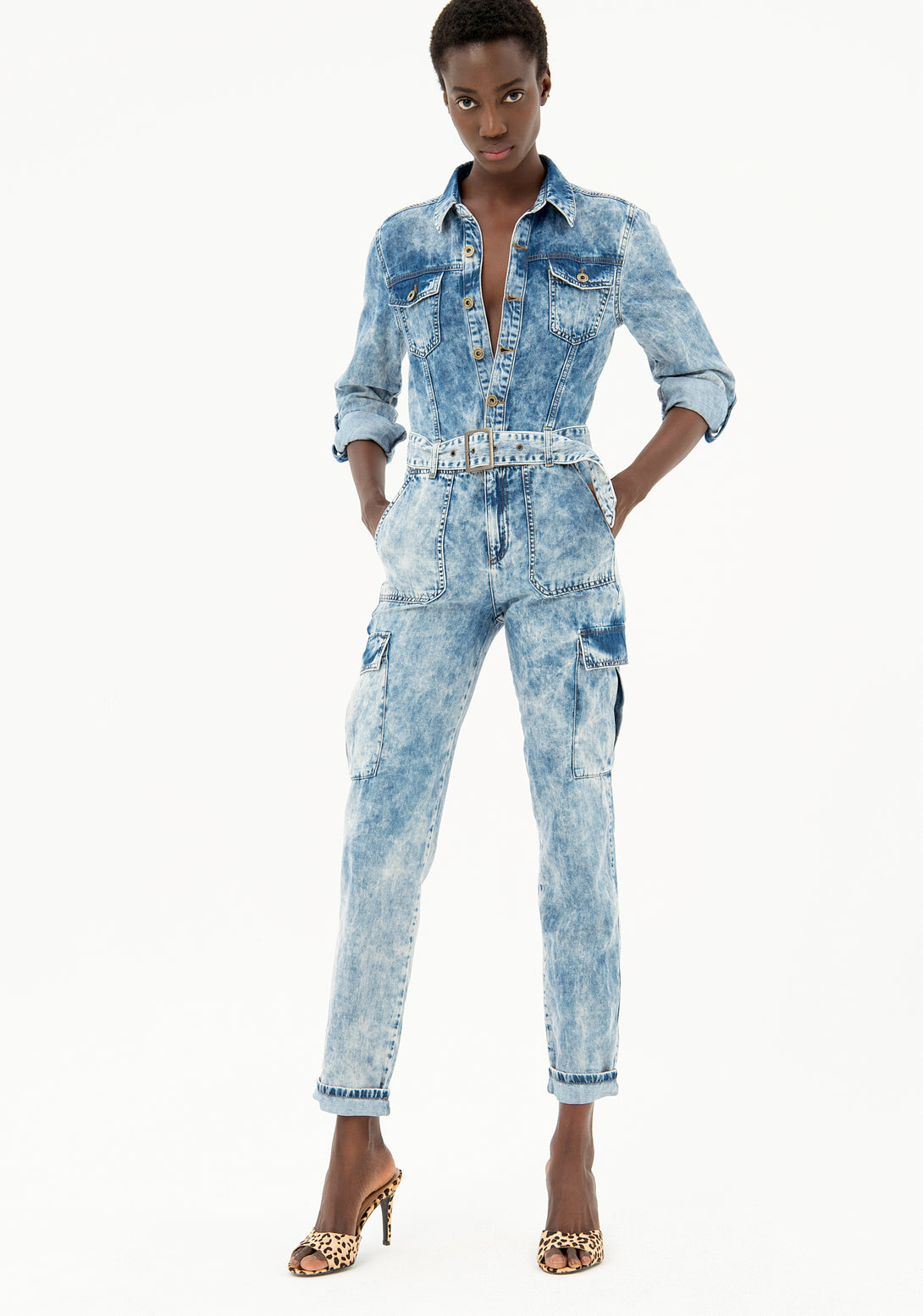 Jumpsuit regular fit made in denim with bleached wash Fracomina FR21SO2001D400N7