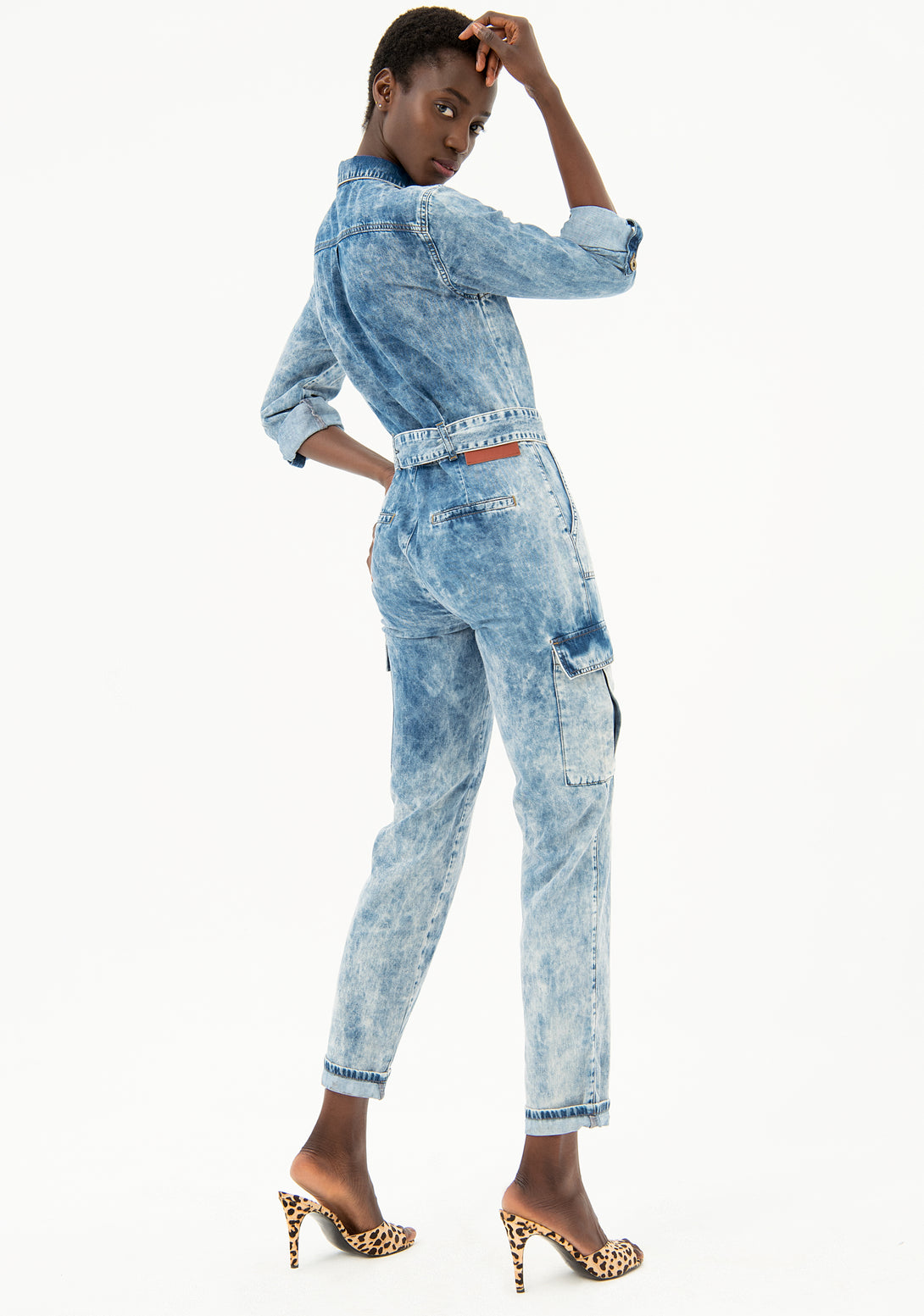 Jumpsuit regular fit made in denim with bleached wash