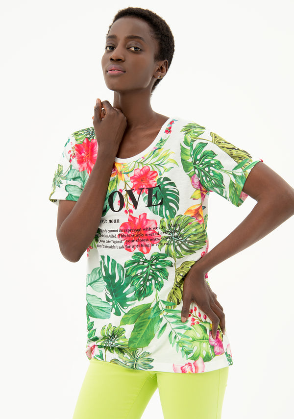 T-shirt regular fit with tropical all over print Fracomina FR21ST3036J401N4