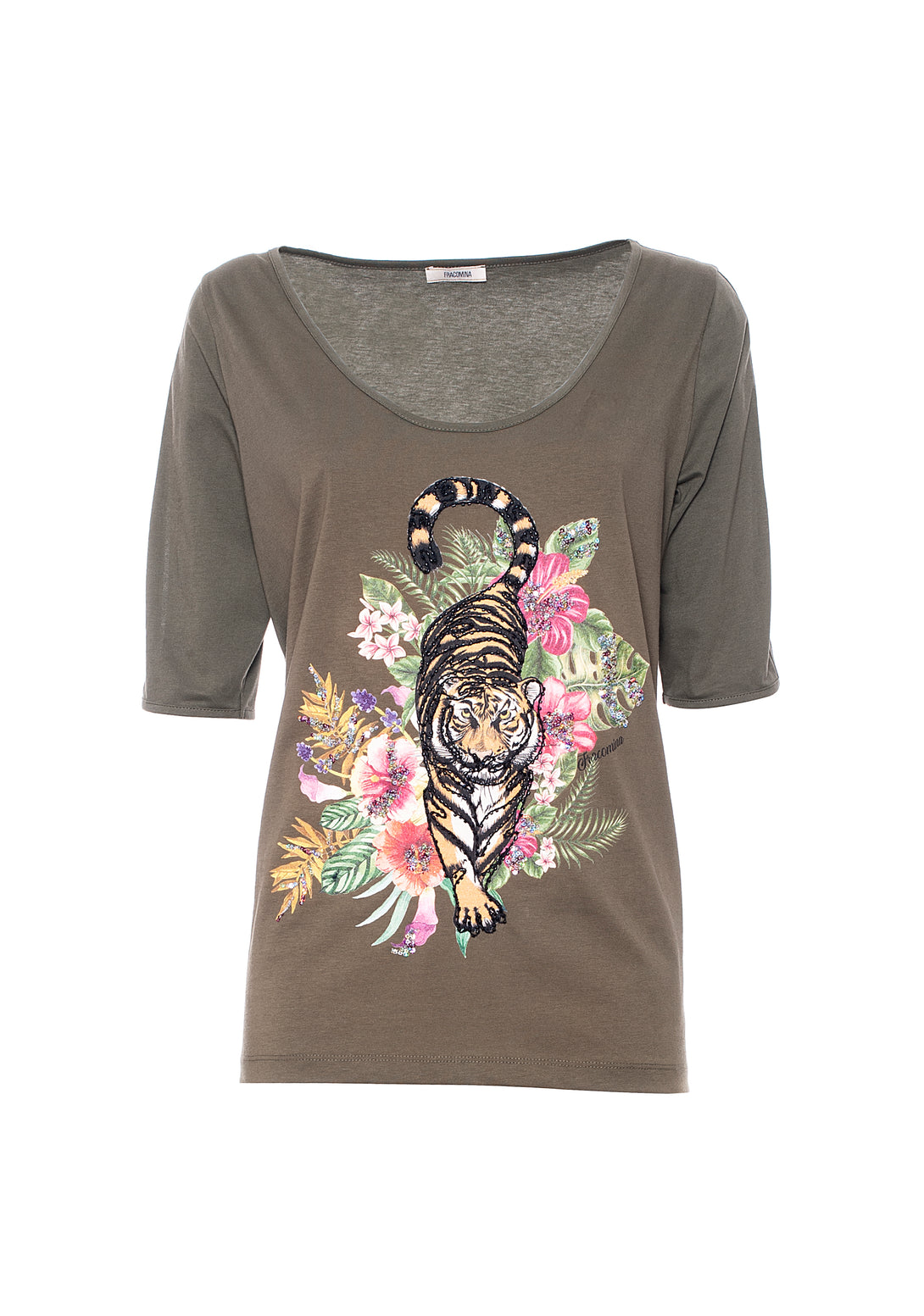 T-shirt wide fit with embroideries and multicolor print Fracomina FR21ST3045J400N5-971
