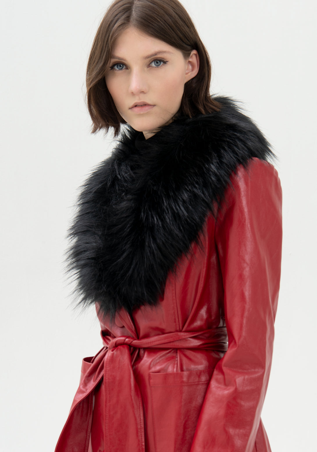 Coat regular fit made in eco leather