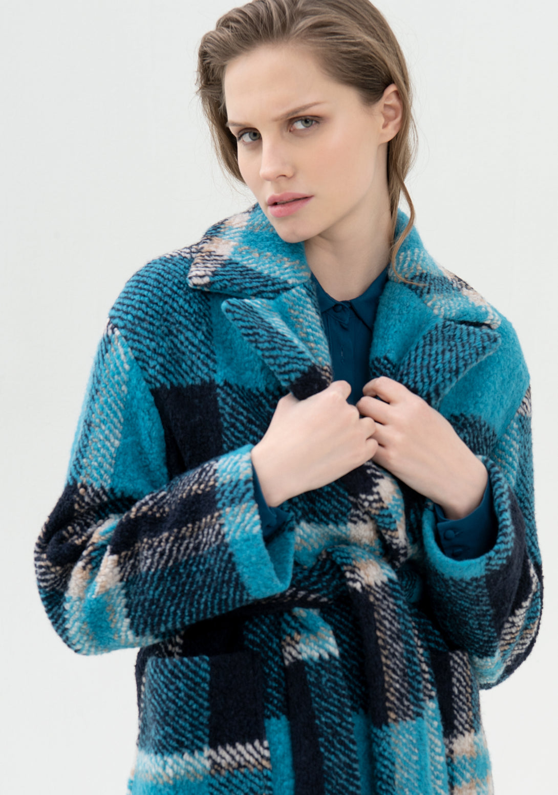 Coat wide fit made in multicolor tweed