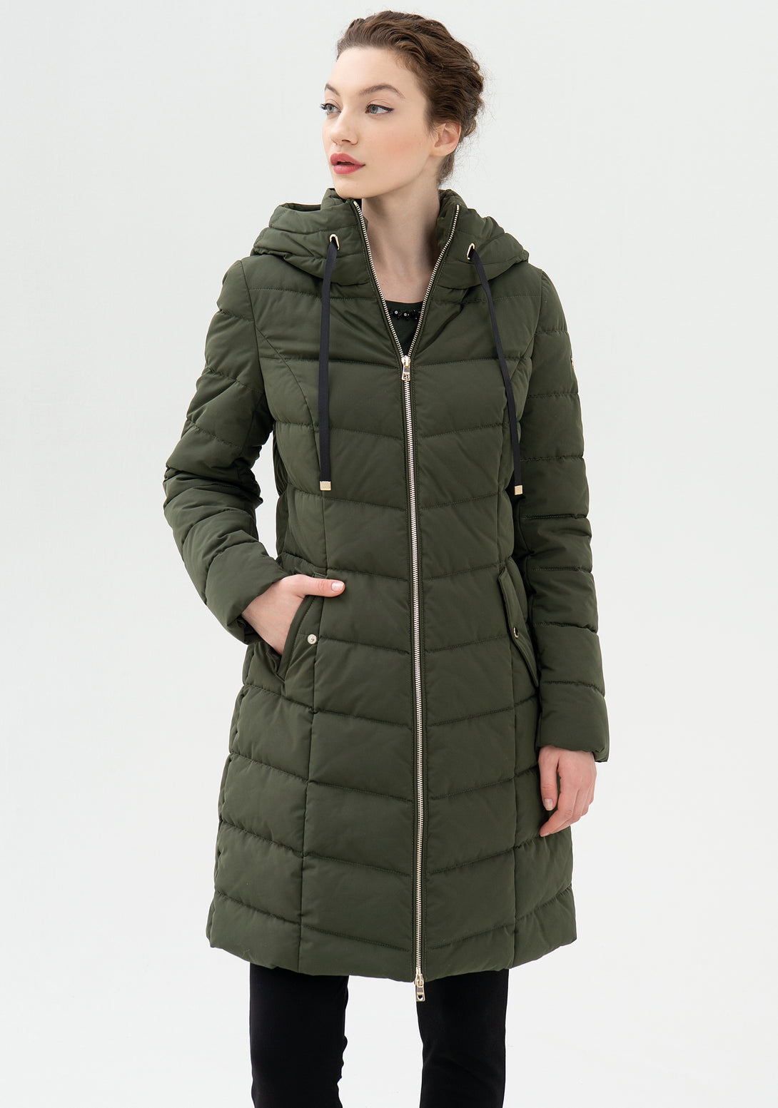 Padded jacket regular fit, long, made in quilted nylon Fracomina FR21WC3005O41201-971