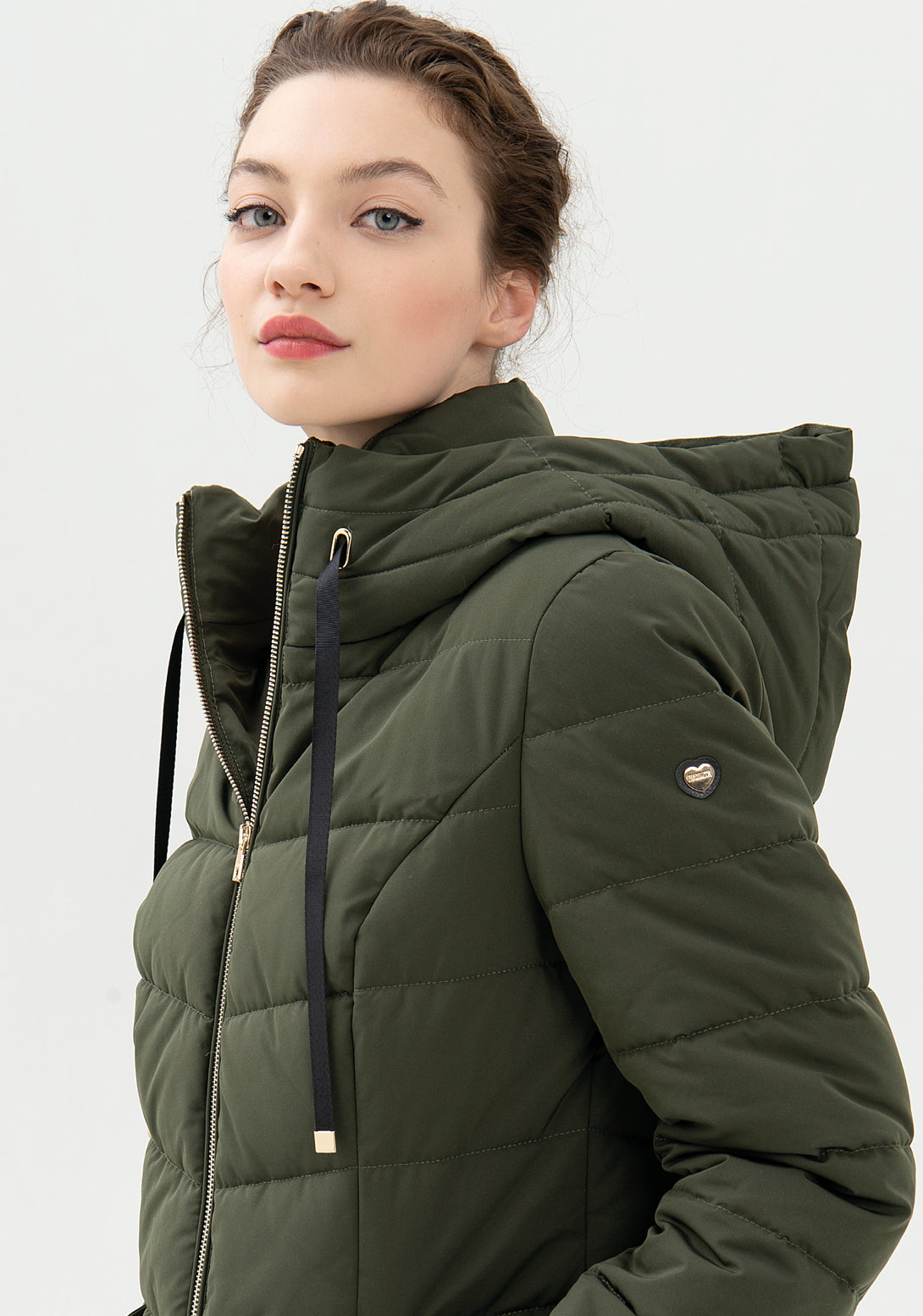 Padded jacket regular fit, long, made in quilted nylon