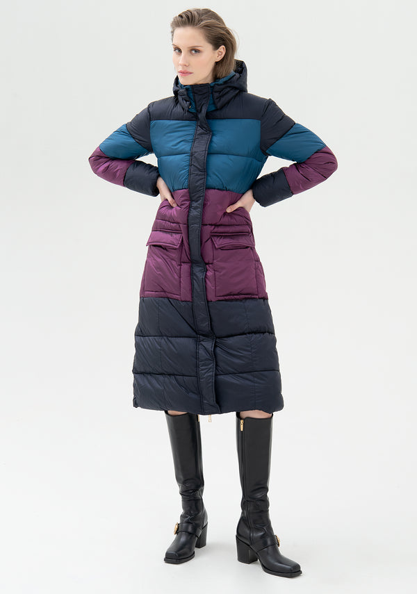 Padded jacket regular fit, long, made in multicolor quilted nylon Fracomina FR21WC3006O43001-210_01