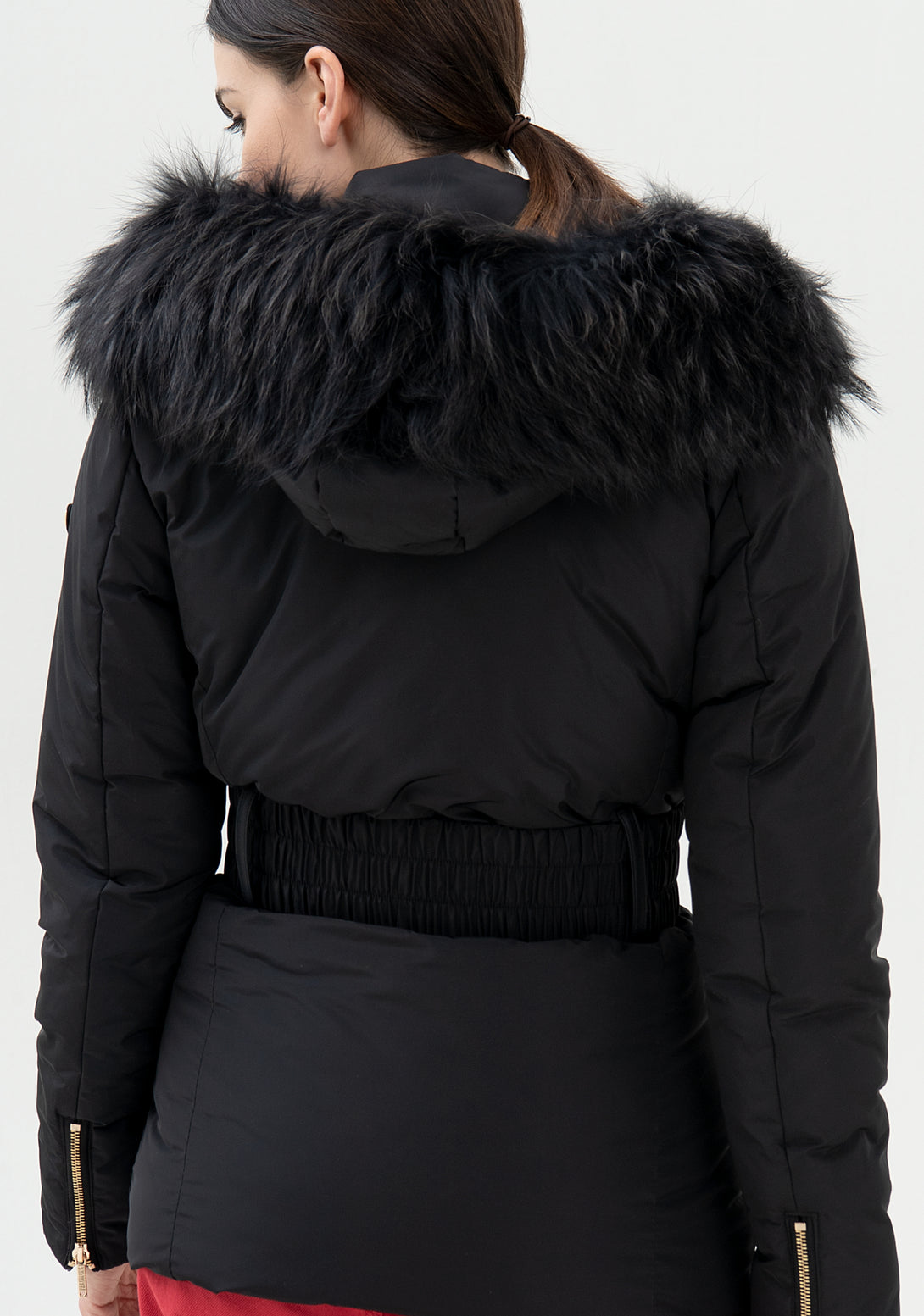 Padded jacket regular fit with racoon fur detail