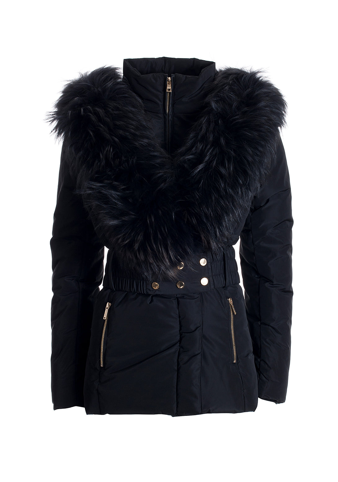 Padded jacket regular fit with racoon fur detail