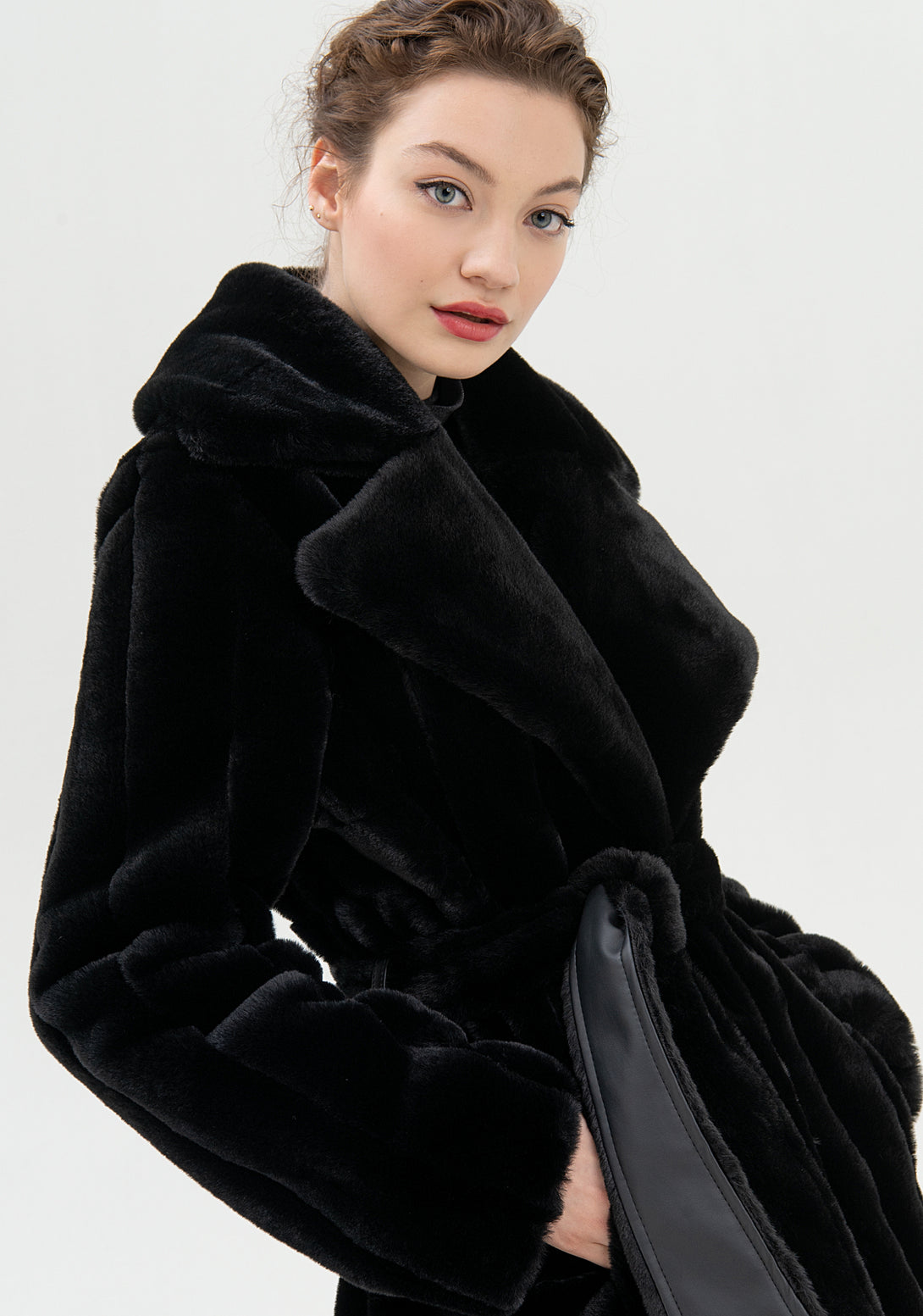 Coat regular fit, long, made in eco fur