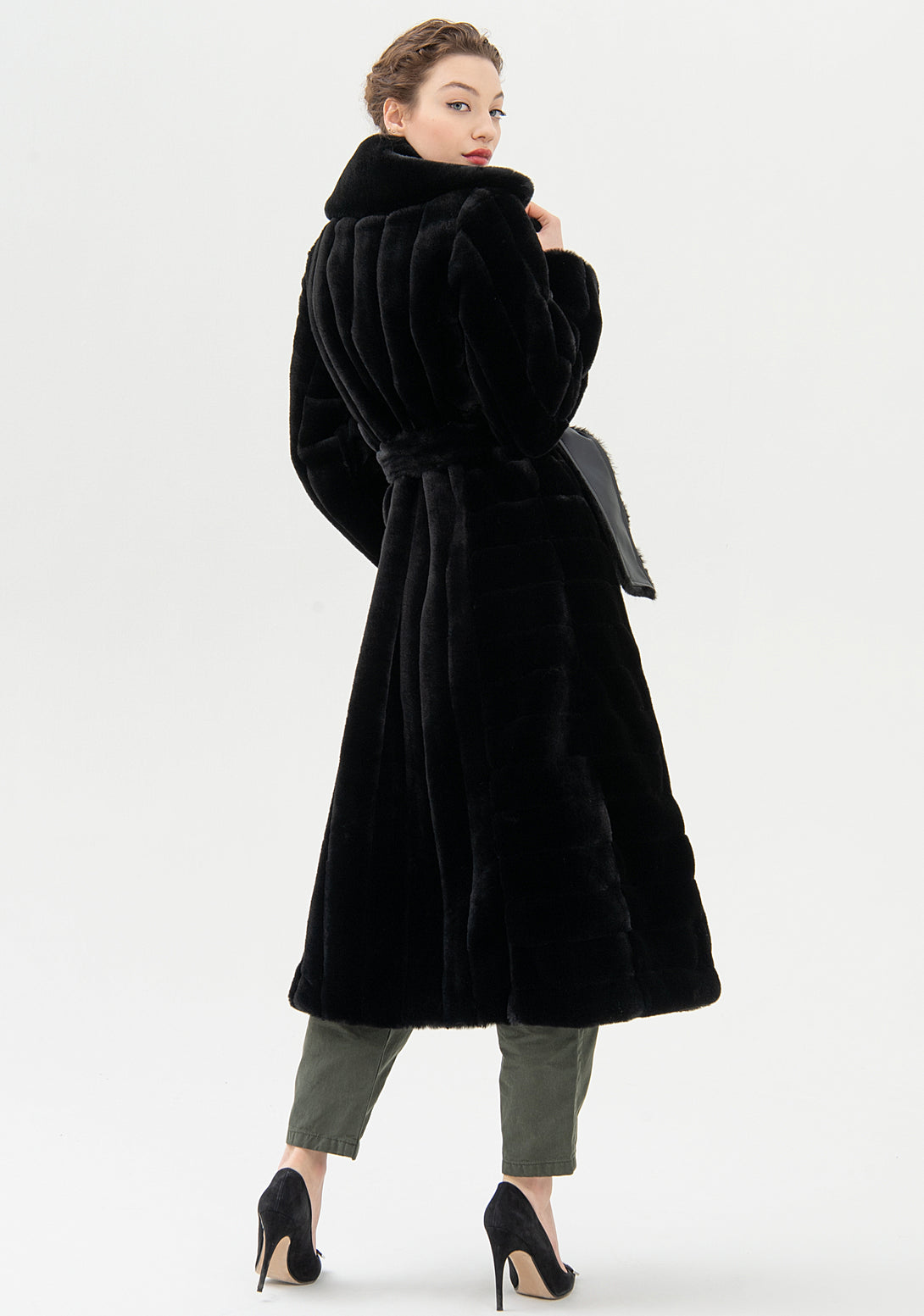 Coat regular fit, long, made in eco fur