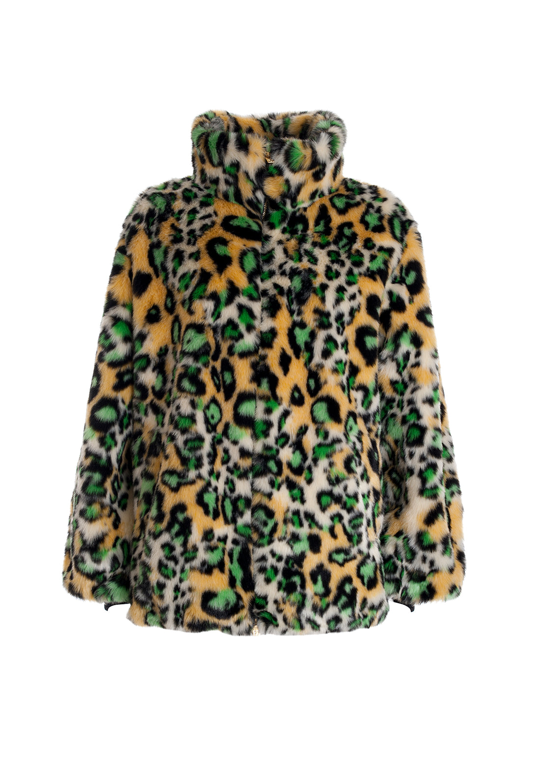 Eco fur wide fit with multicolor animalier pattern