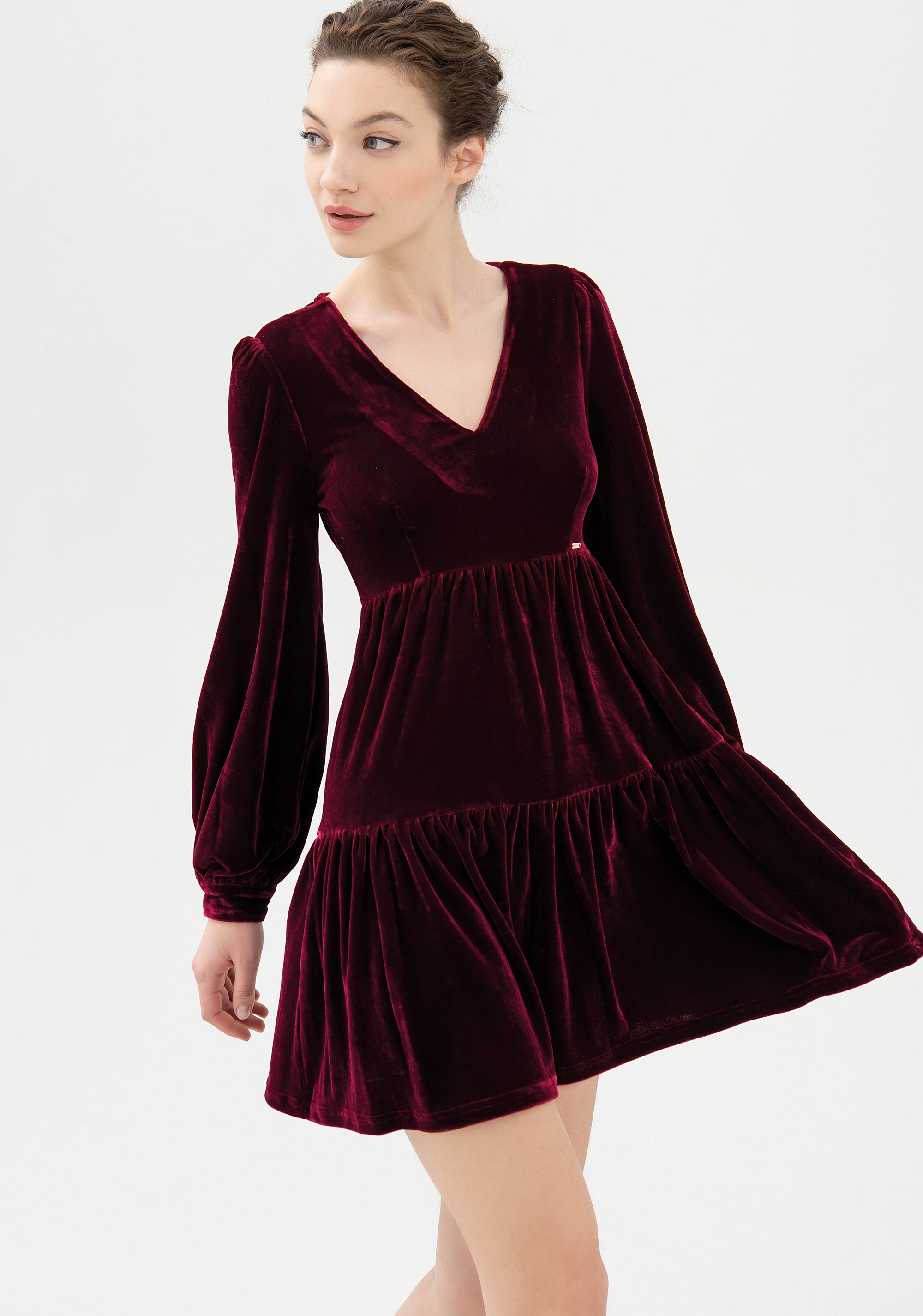 Mini dress regular fit made in velvet Fracomina FR21WD1018J40101-087_02