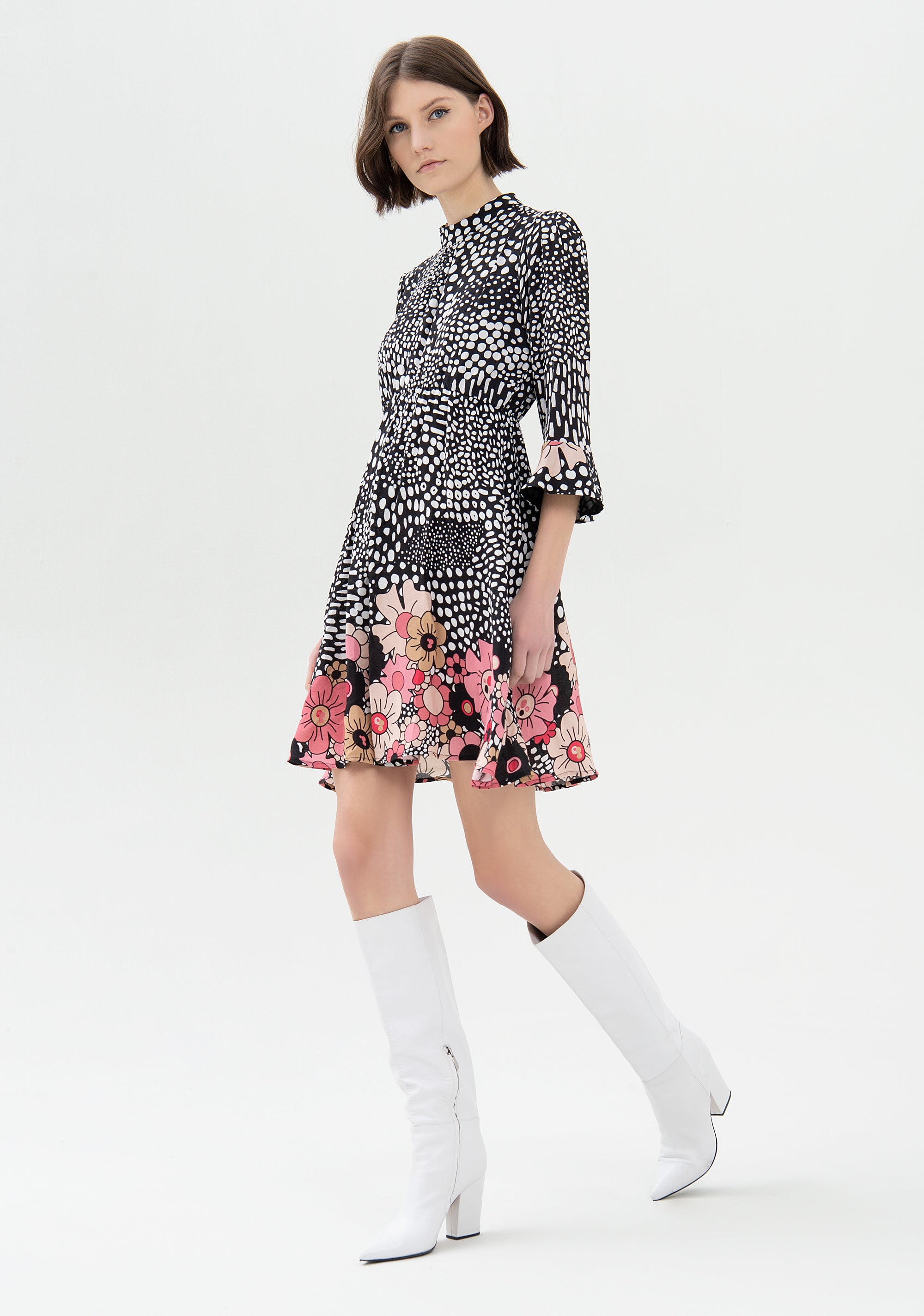 Mini dress regular fit made in viscose with animalier print with flowers Fracomina FR21WD1035W422N4-210_01