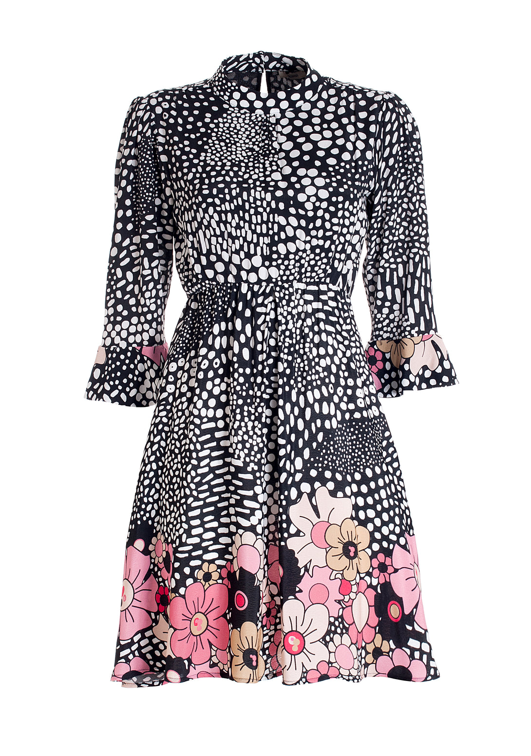 Mini dress regular fit made in viscose with animalier print with flowers