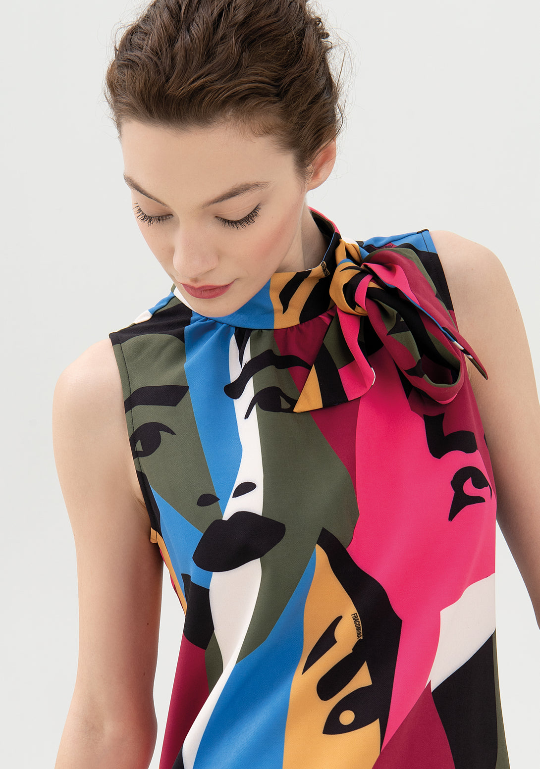 Mini dress A-shape with multicolor pattern