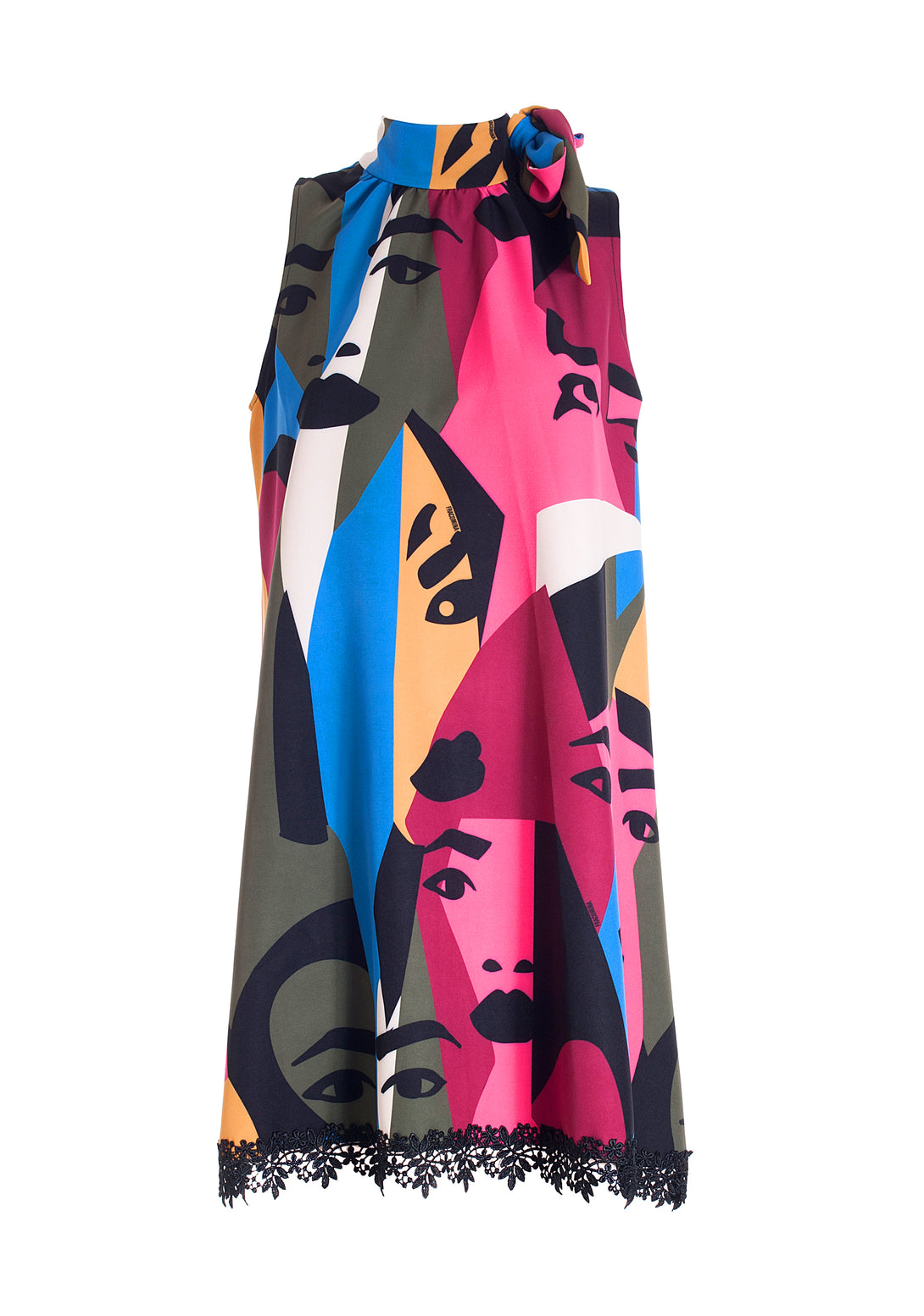 Mini dress A-shape with multicolor pattern