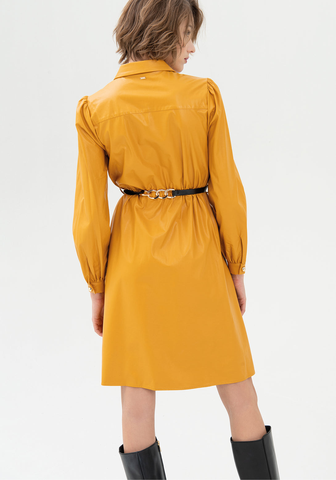 Chemisier dress regular fit middle length made in eco leather