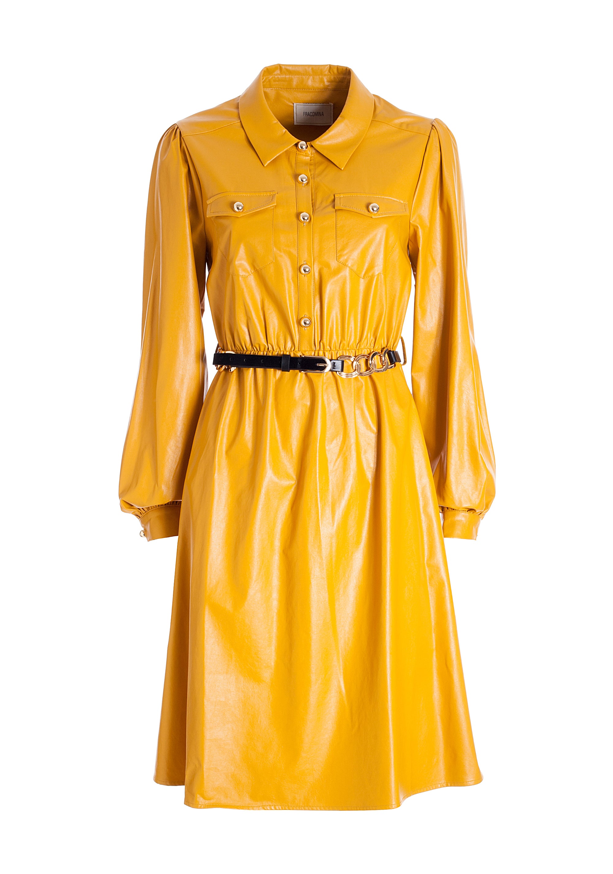 Chemisier dress regular fit middle length made in eco leather Fracomina FR21WD2007O42001-303_06