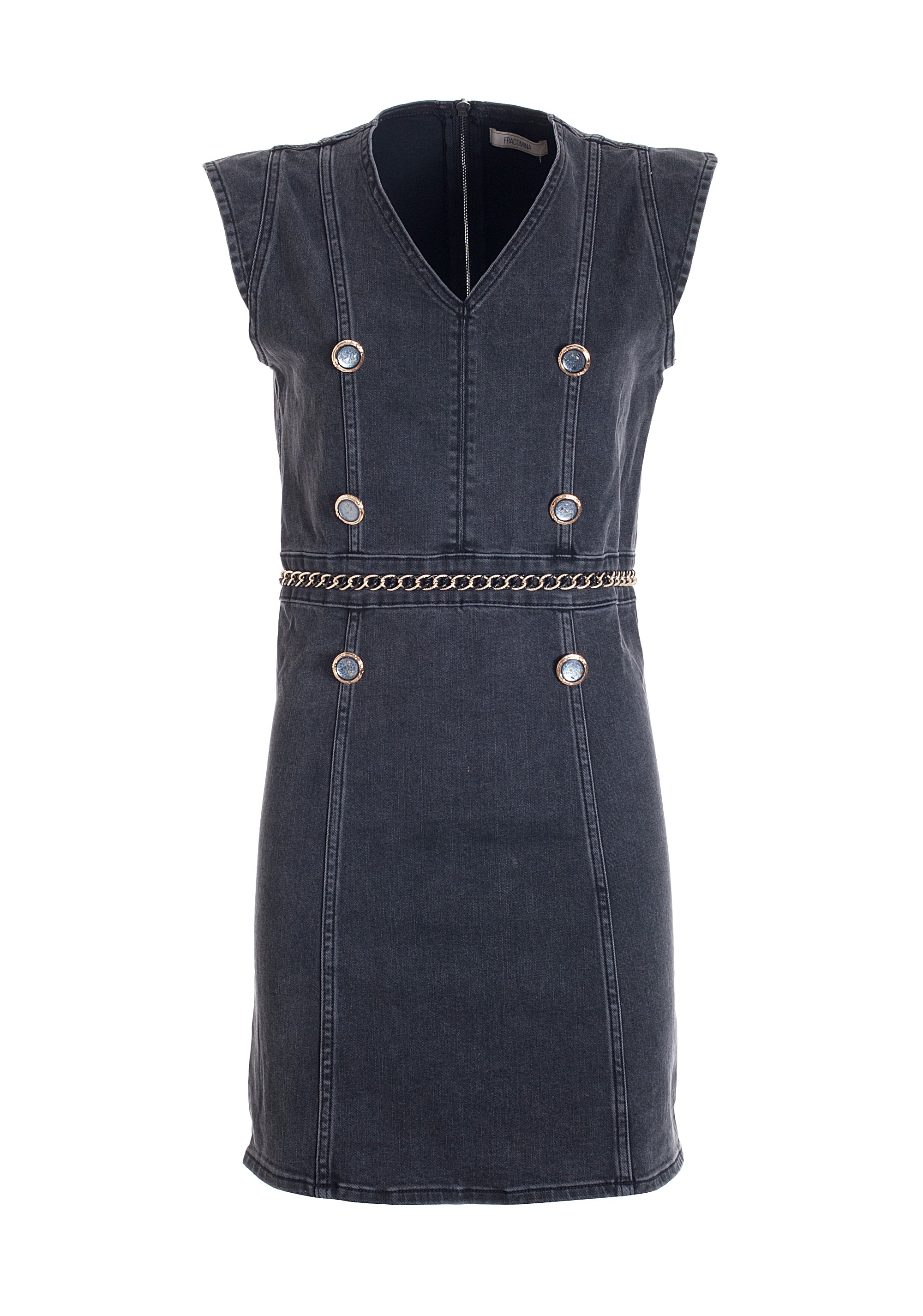 Mini dress tight fit made in black denim with dark wash Fracomina FR21WD4002D40901-H21_06