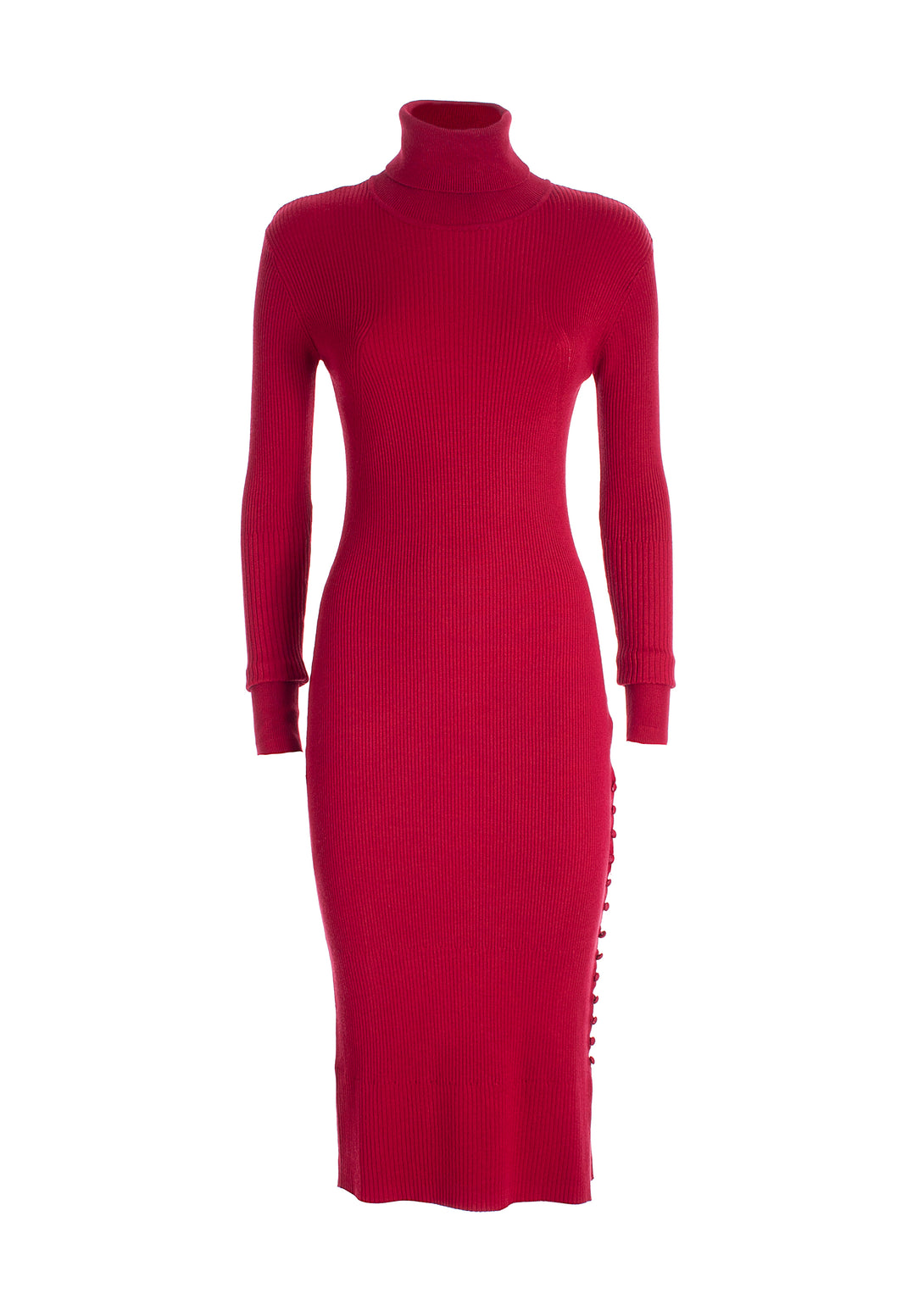 Knitted dress tight fit middle length made with rib stitch