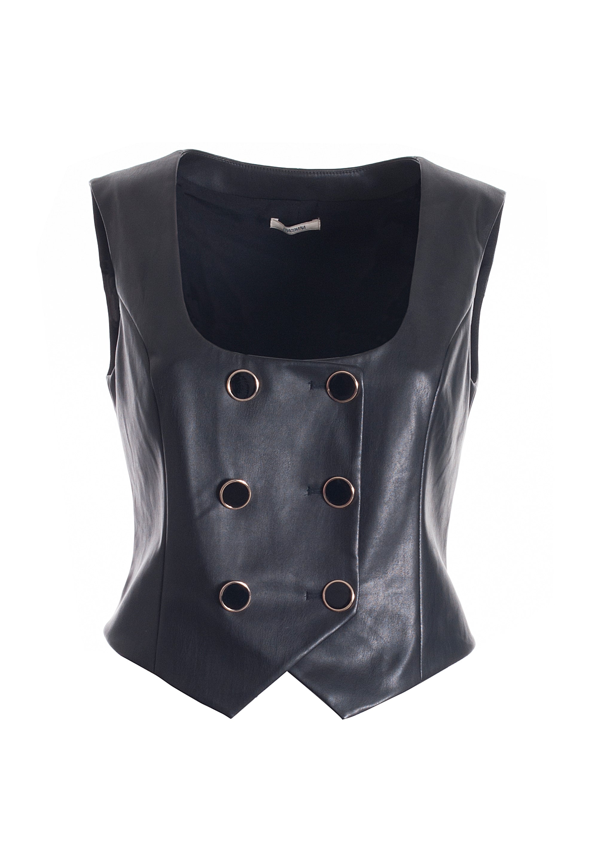 Gilet cropped tight fit made in eco leather Fracomina FR21WJ1006O42001-053_06