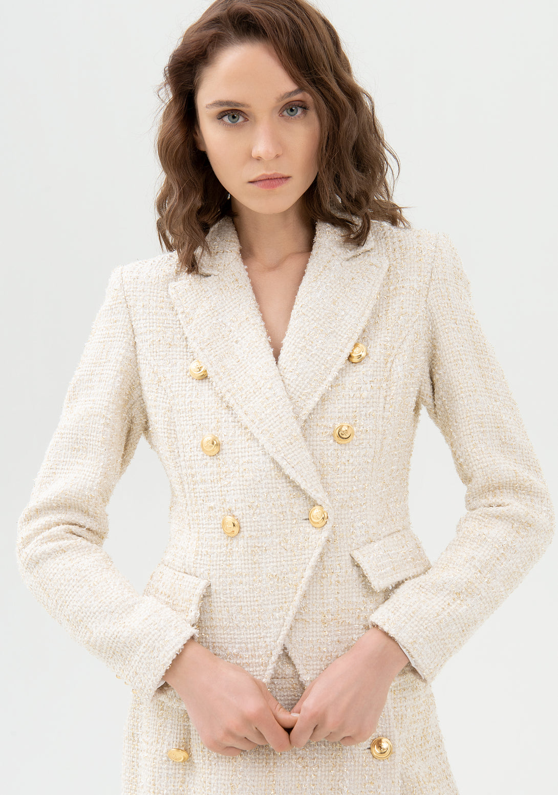 Blazer regular fit double breasted made in tweed