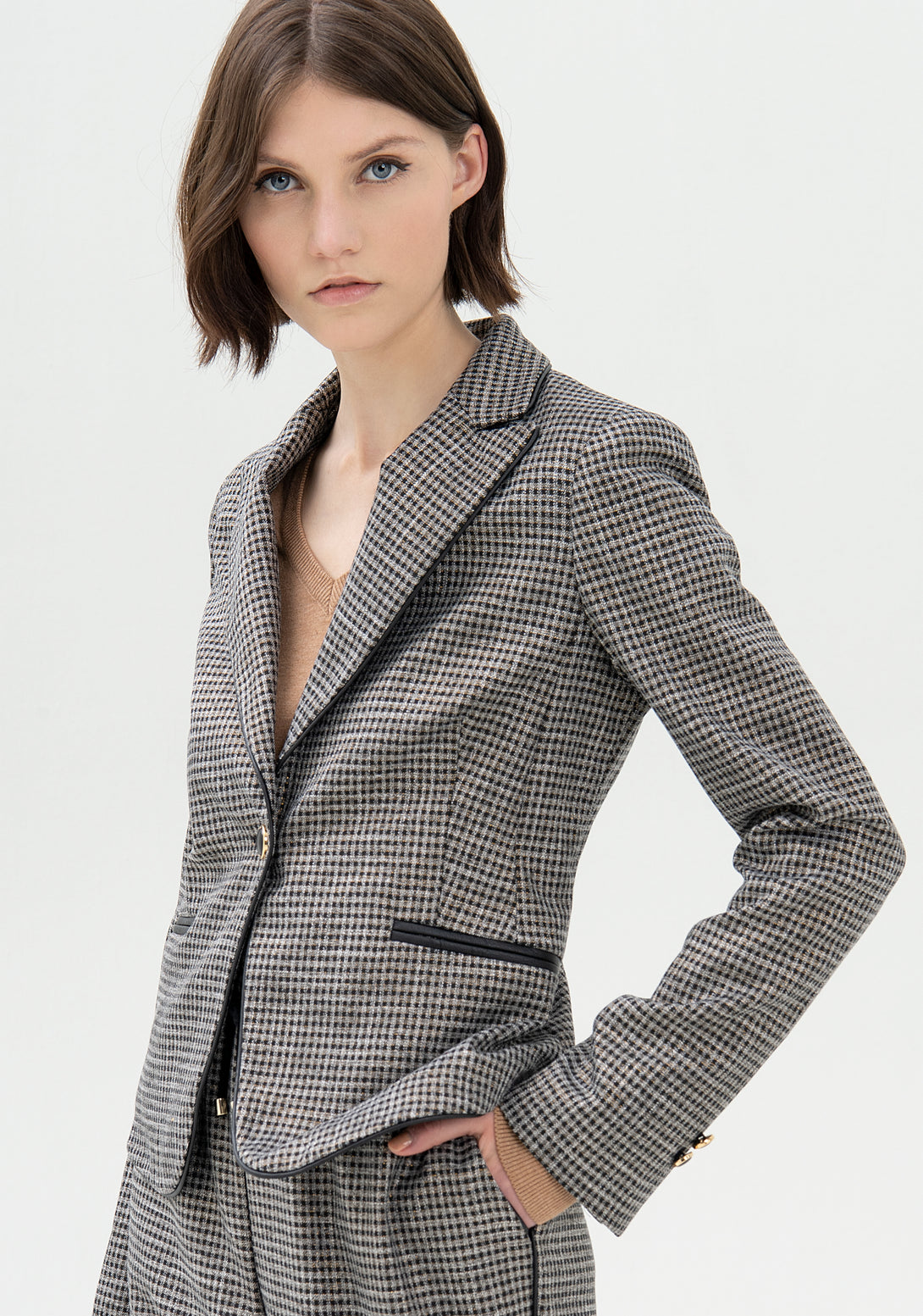 Blazer regular fit single breasted made in tweed with lurex