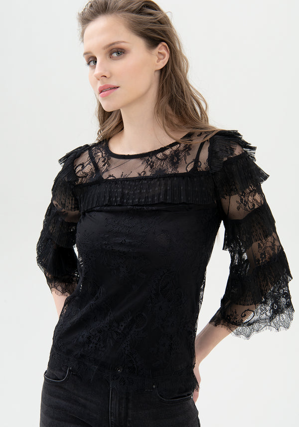 Blouse regular fit made in hand-woven lace Fracomina FR21WT1017W48901-053_01
