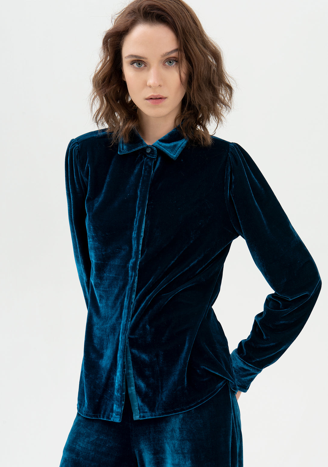 Shirt regular fit made in velvet