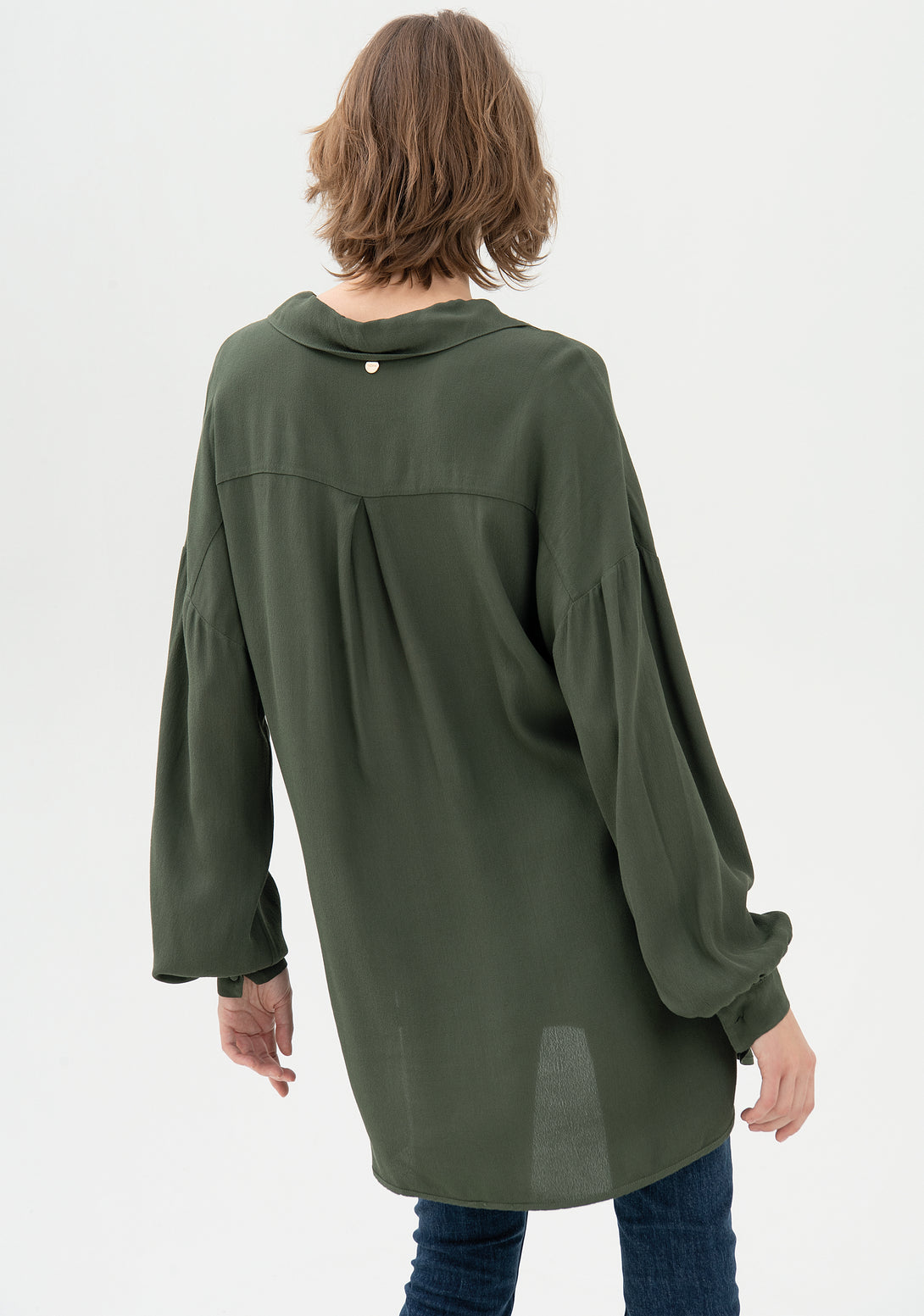 Shirt wide fit, long, made in viscose georgette