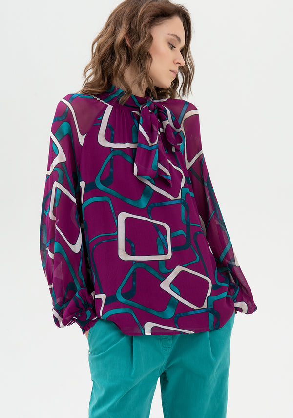 Blouse wide fit with geometric pattern Fracomina FR21WT1029W418N4-335_01
